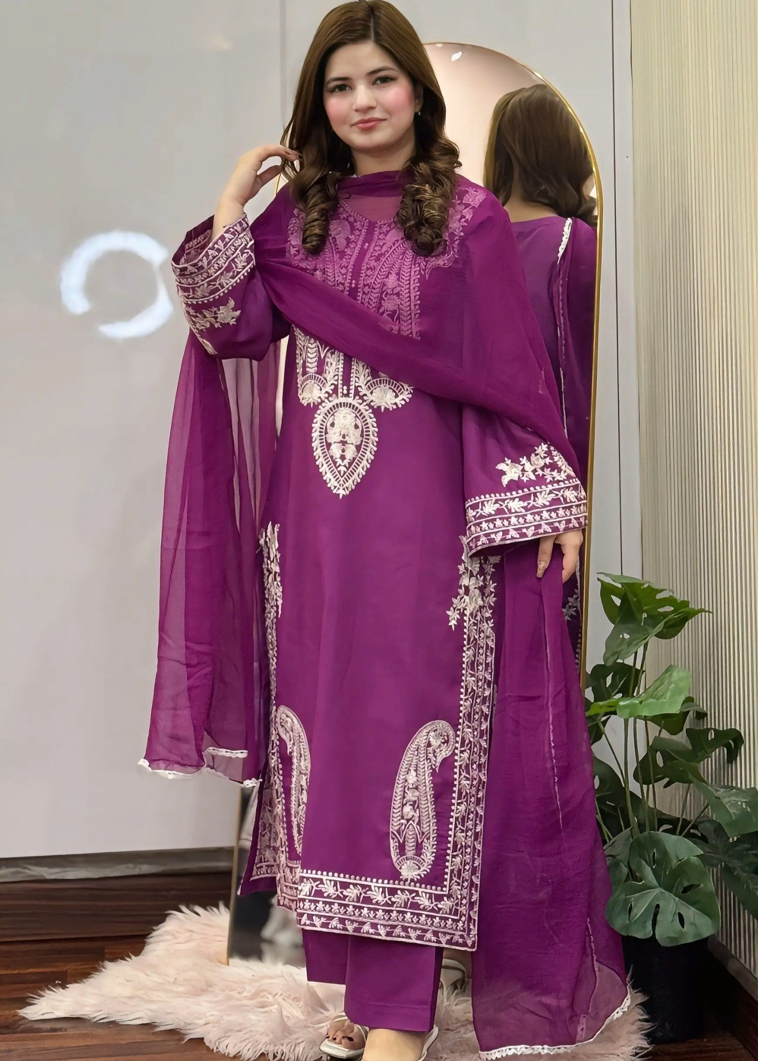 Tehzeeb Libas SAPPHIRE PURPLE EMBROIDERED 3PC