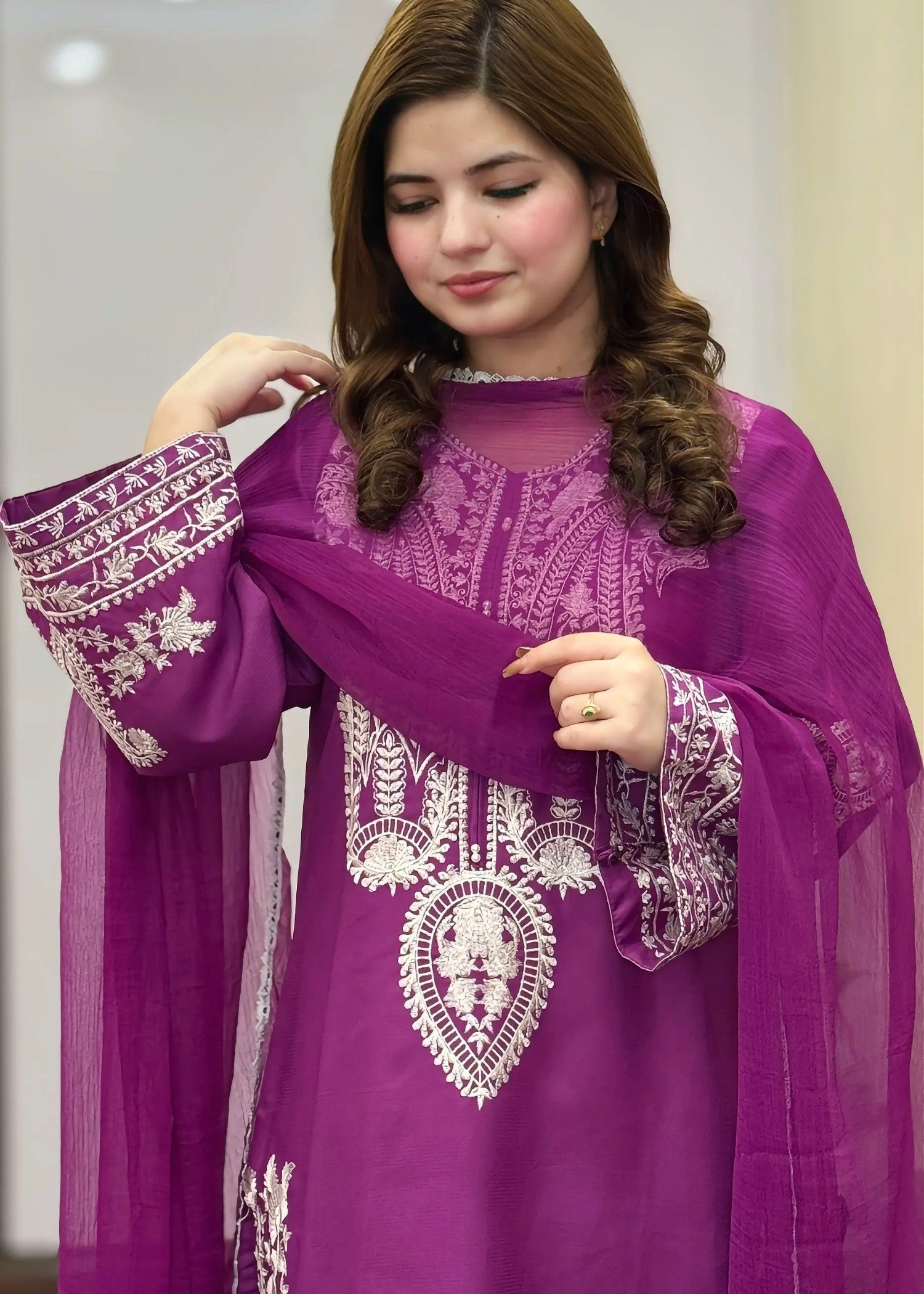 Tehzeeb Libas SAPPHIRE PURPLE EMBROIDERED 3PC