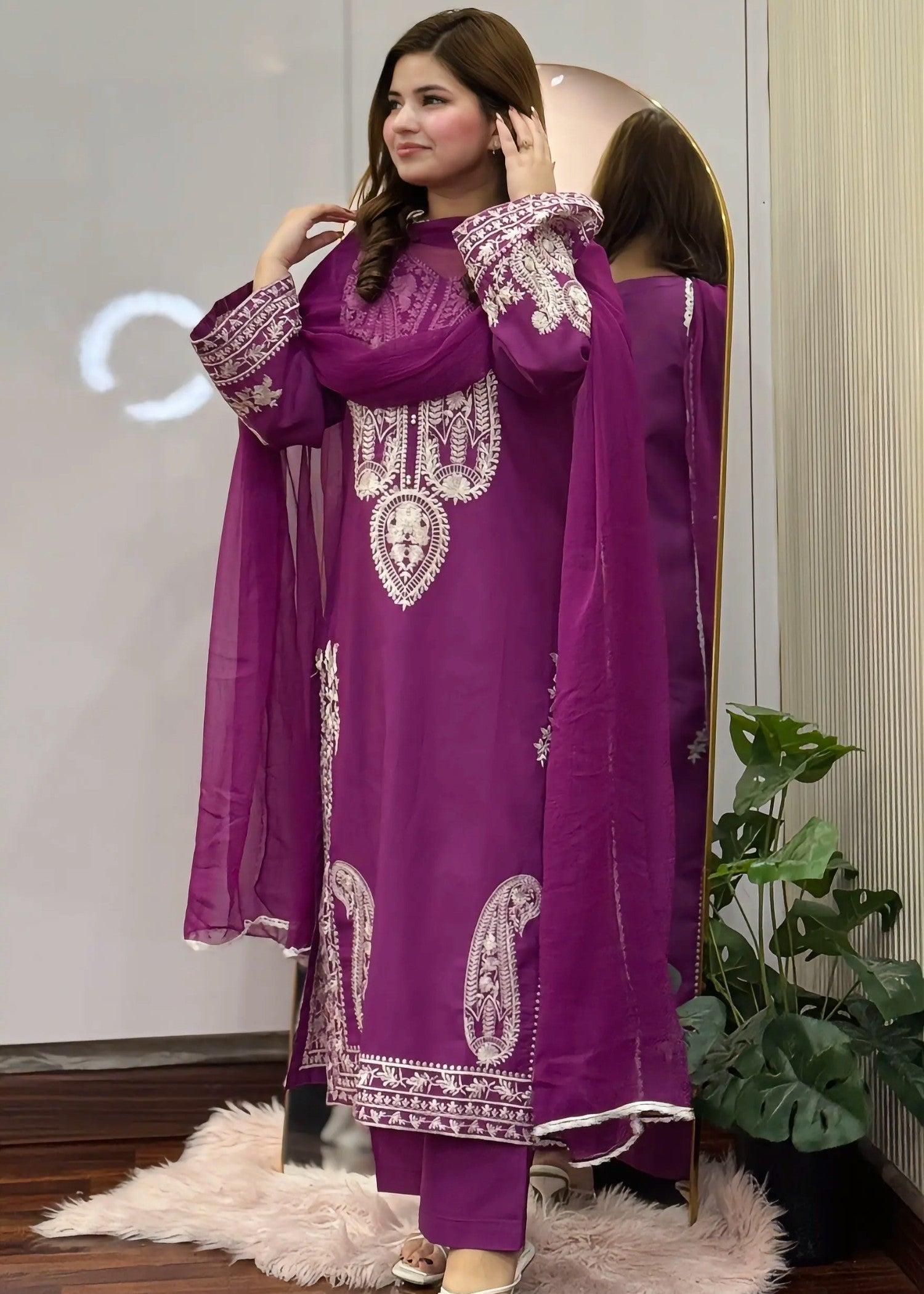 Tehzeeb Libas SAPPHIRE PURPLE EMBROIDERED 3PC