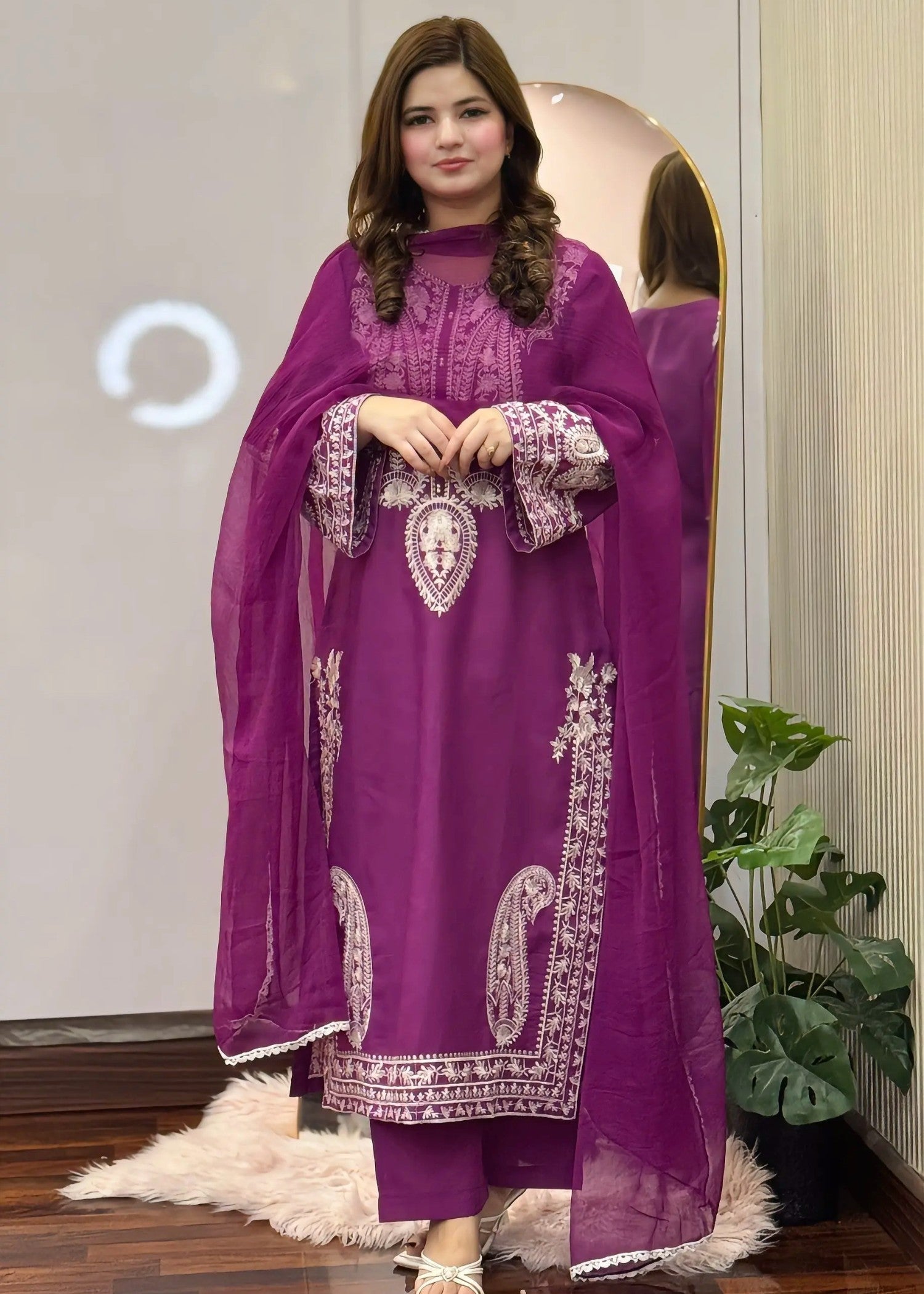 Tehzeeb Libas SAPPHIRE PURPLE EMBROIDERED 3PC