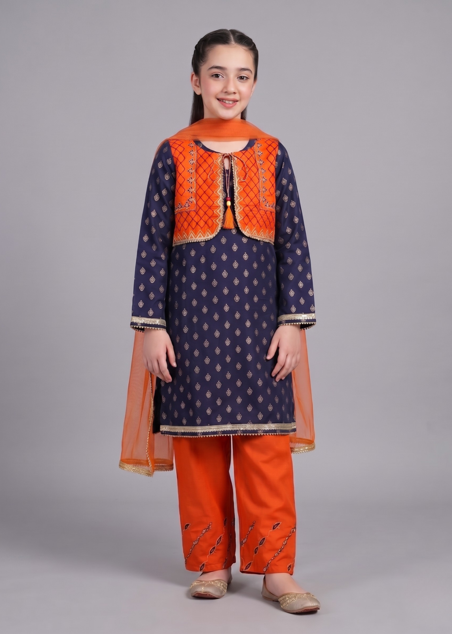 NAVY-JACQUARD-KOTI-KURTA-AND-TROUSER