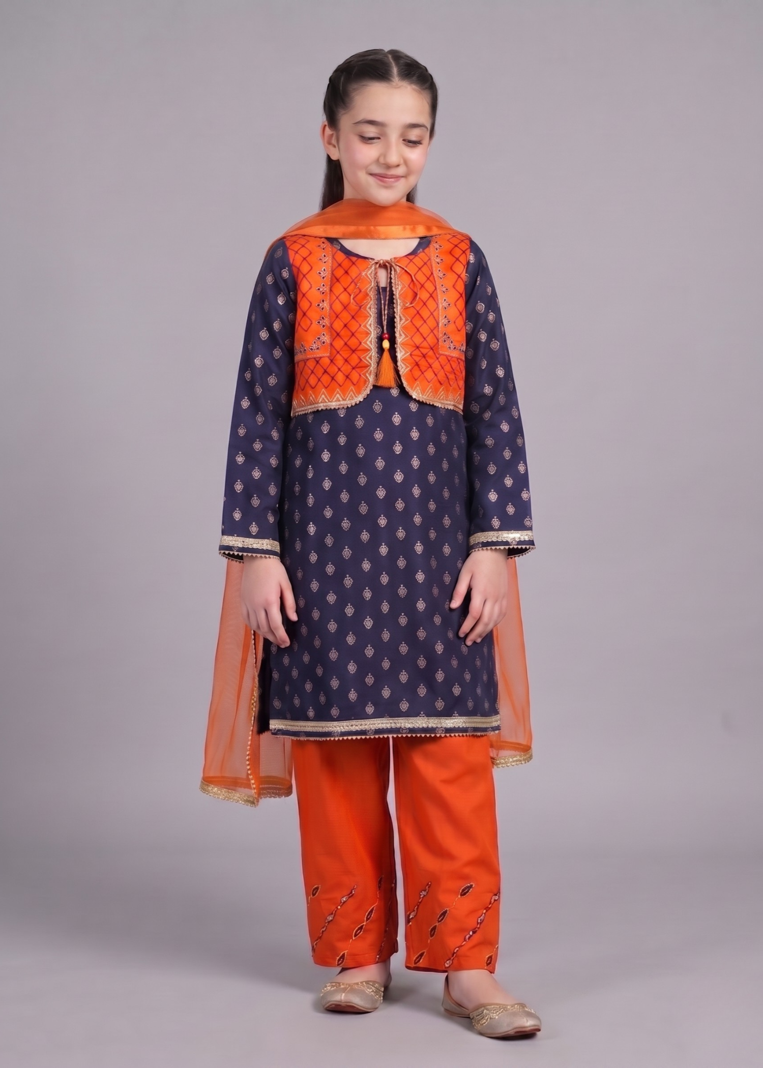 NAVY-JACQUARD-KOTI-KURTA-AND-TROUSER