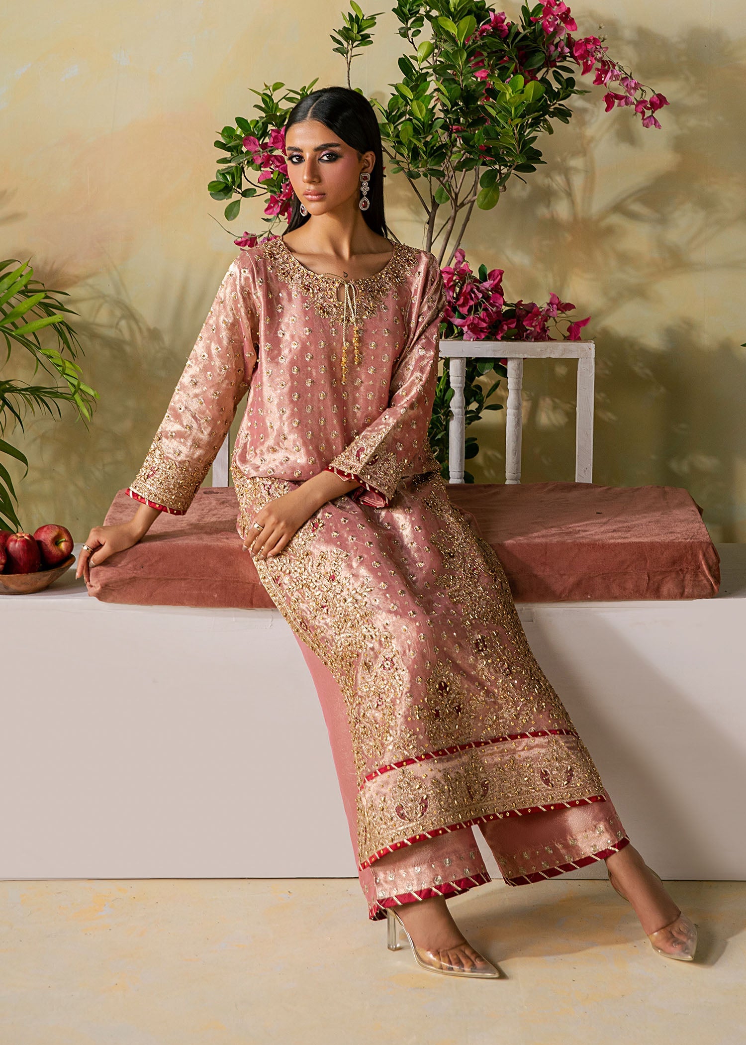 ELEGANT-PINK-BANARASI-SILK-EMBROIDERED-KURTA-SET
