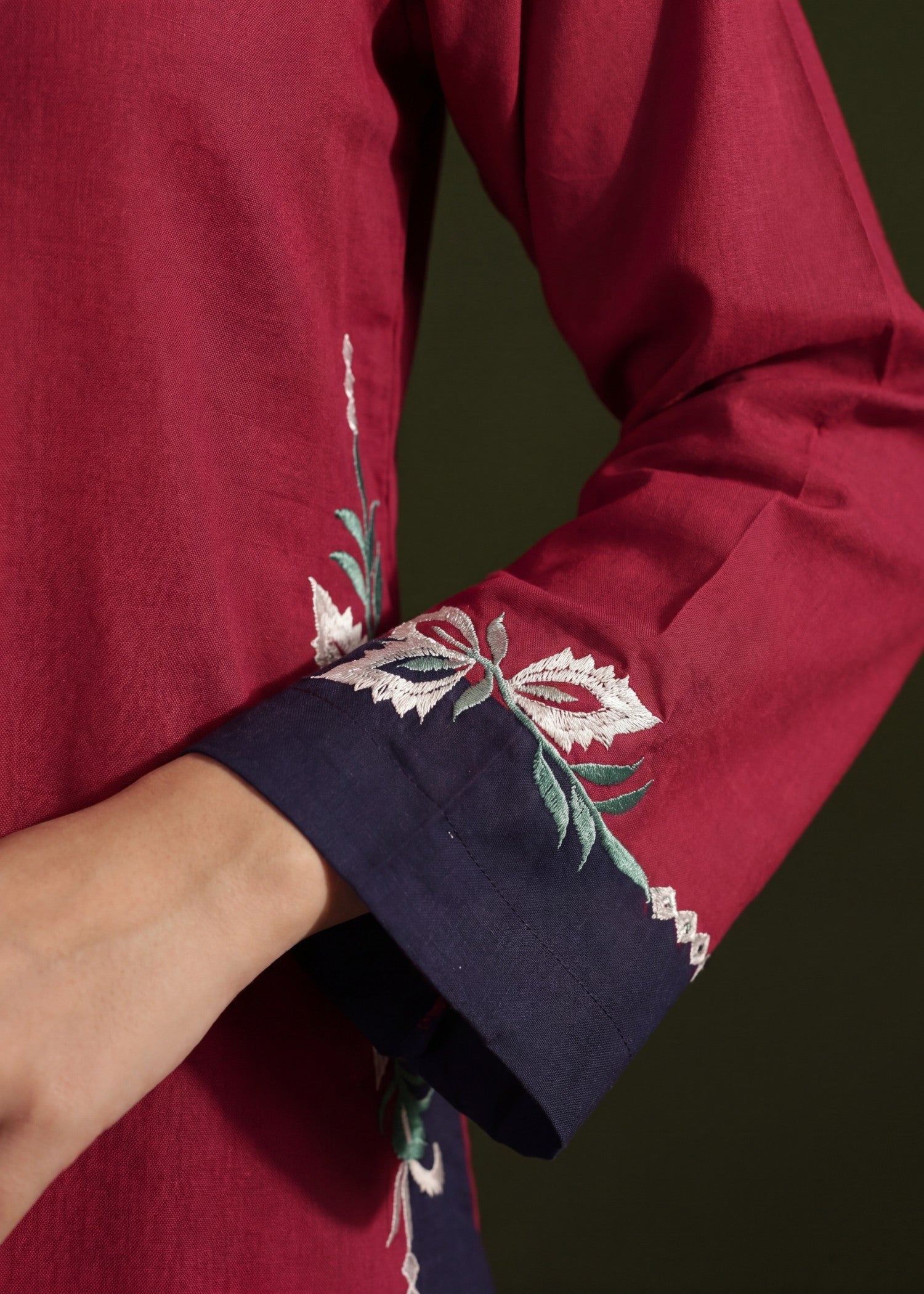 Lawn Kurta Set in Rose red