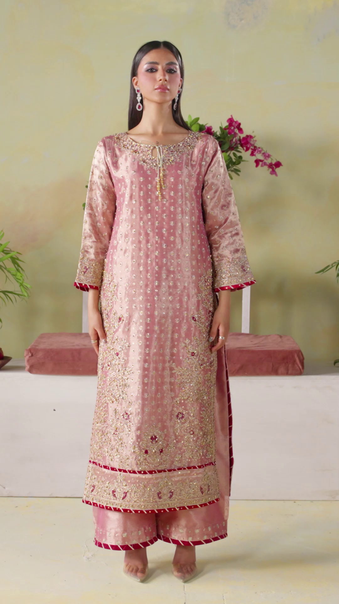 ELEGANT-PINK-BANARASI-SILK-EMBROIDERED-KURTA-SET