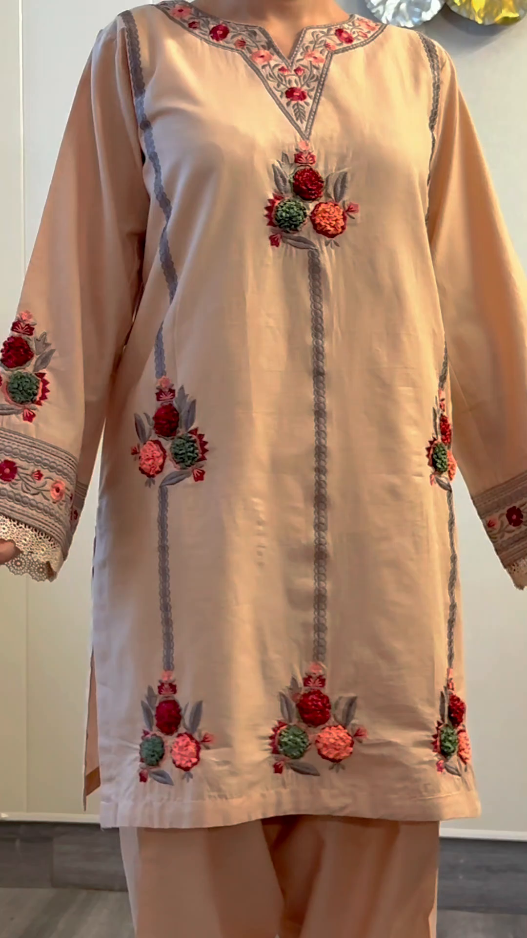 Lawn Kurta Set in Beige