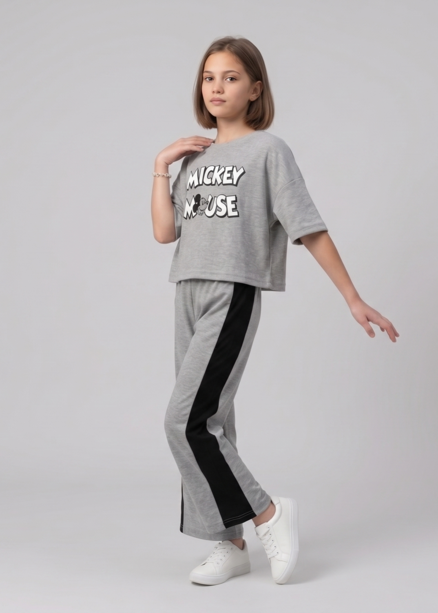 GIRLS-CASUAL-GREY-MICKEY-MOUSE-LOUNGE-SET-WITH-SIDE-STRIPE-TROUSERS