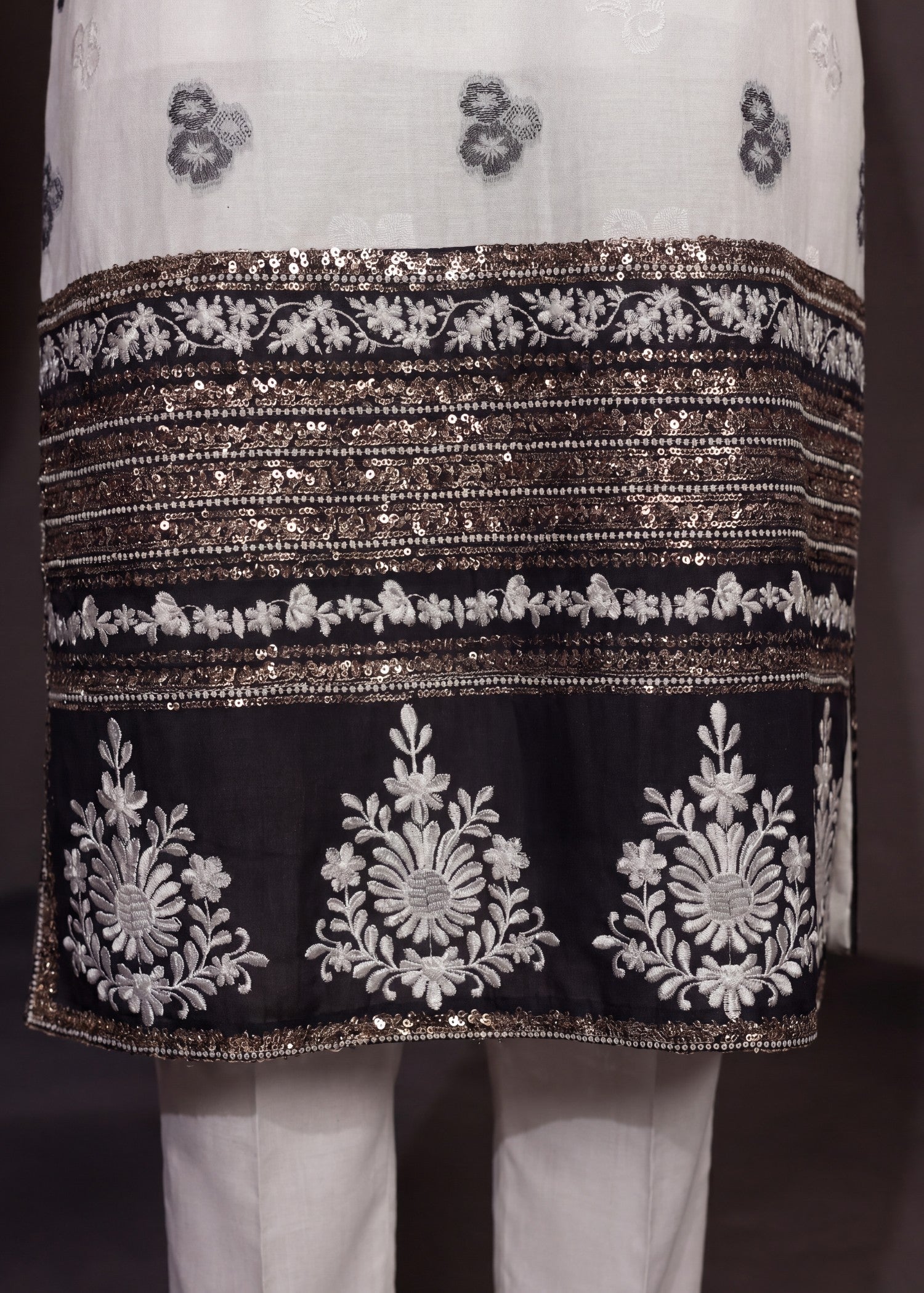 Jacquard Kurta Set in White
