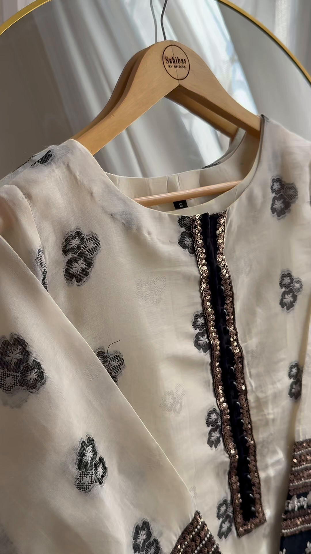 Jacquard Kurta Set in White