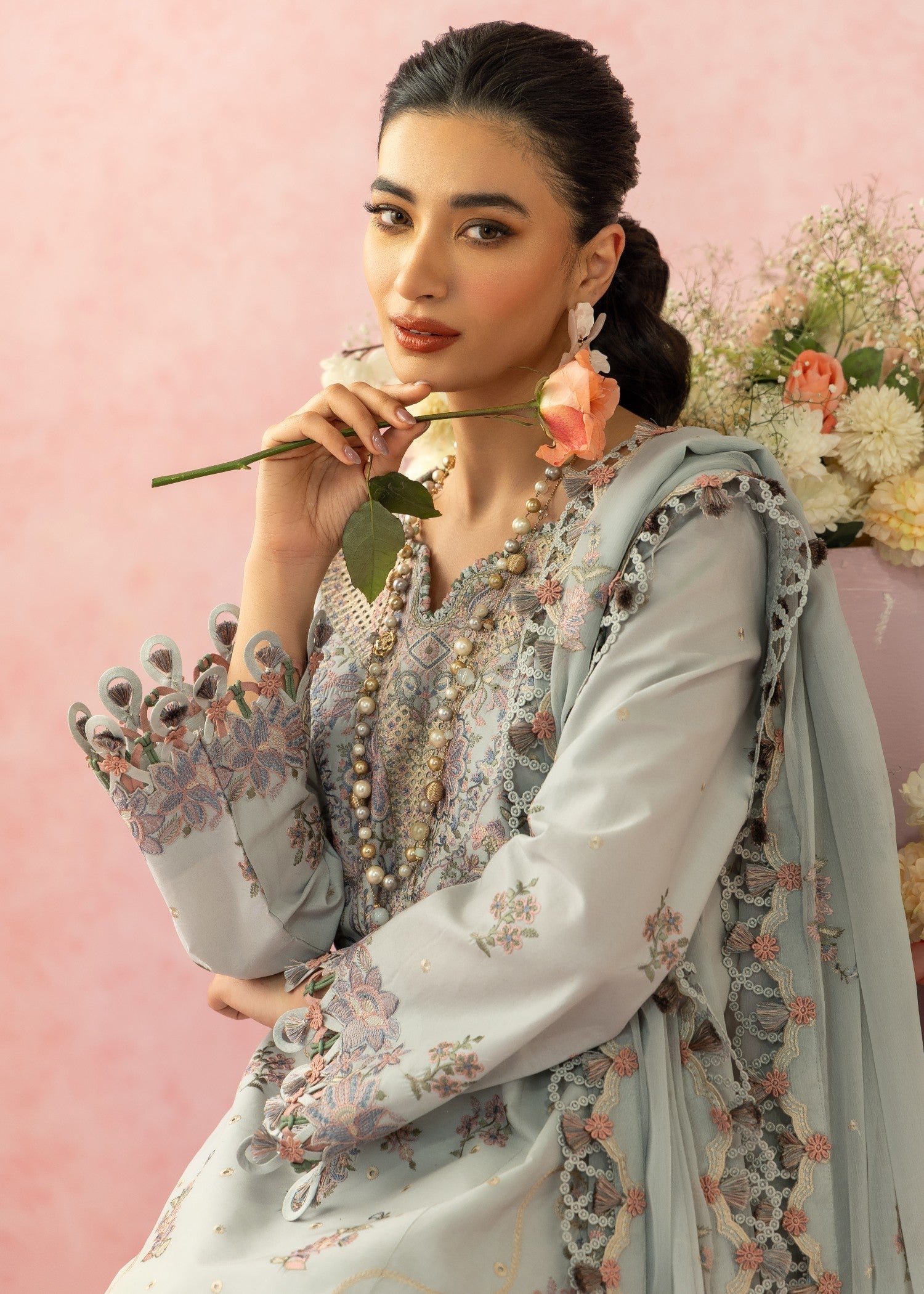 AJULW-01-3 - Embroidered Lawn Stitched Pcs