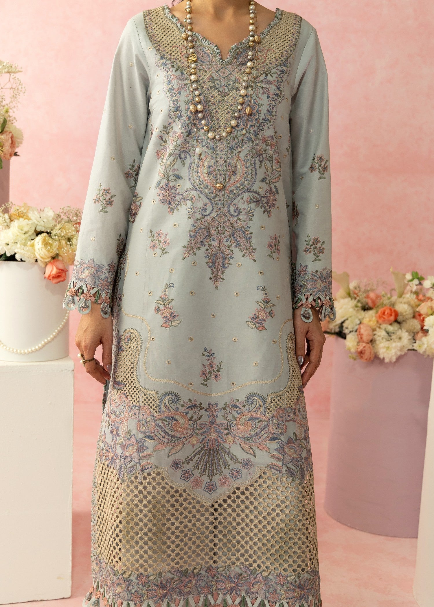 AJULW-01-3 - Embroidered Lawn Stitched Pcs