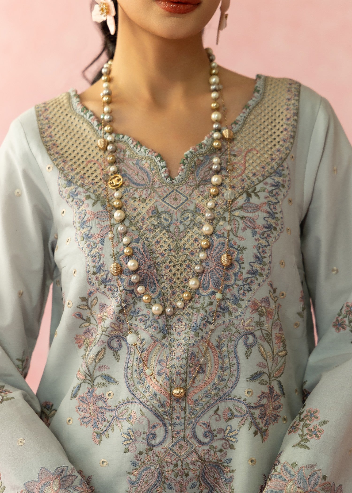 AJULW-01-3 - Embroidered Lawn Stitched Pcs