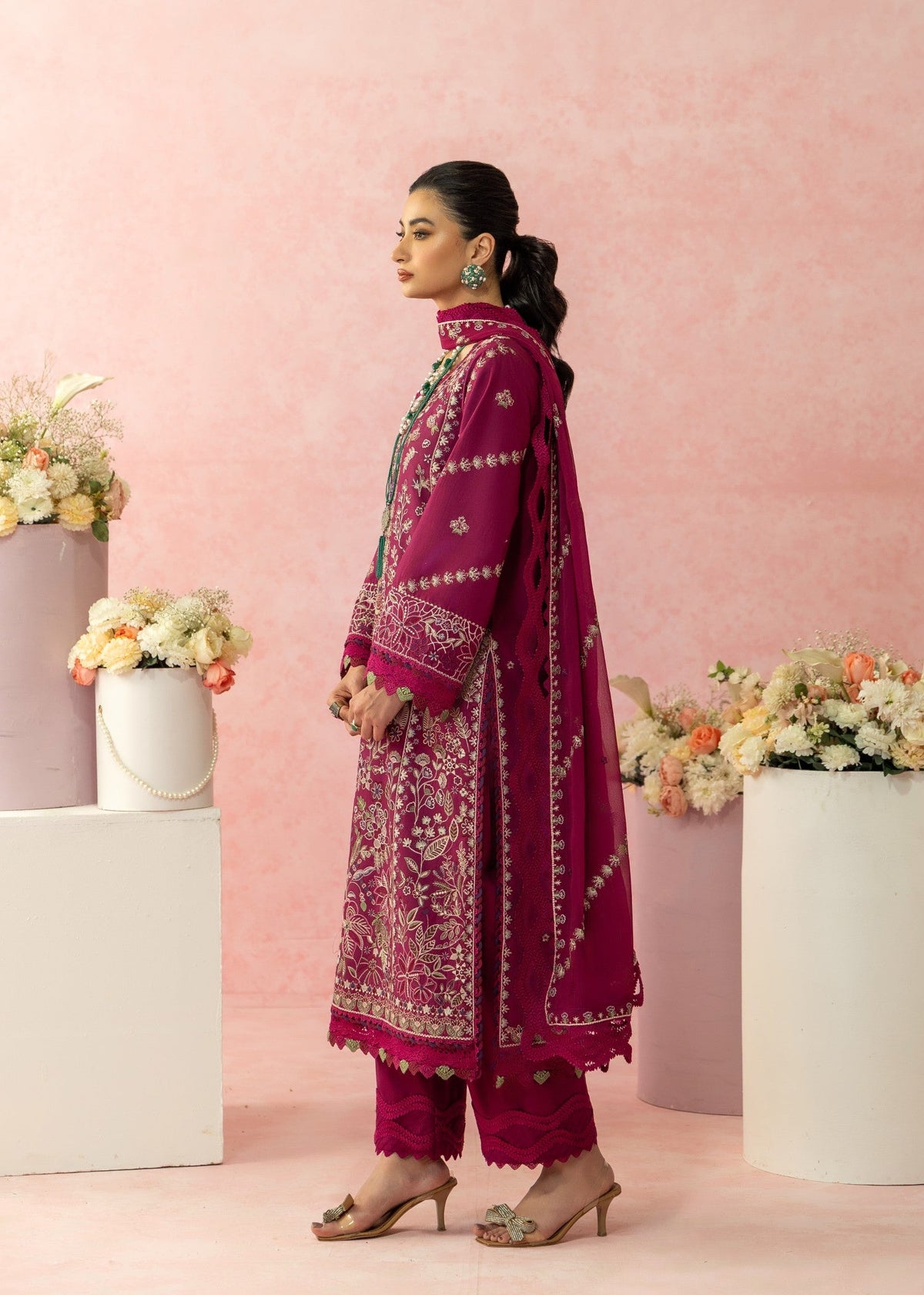 AJULW-02-3 - Embroidered Lawn Stitched Pcs