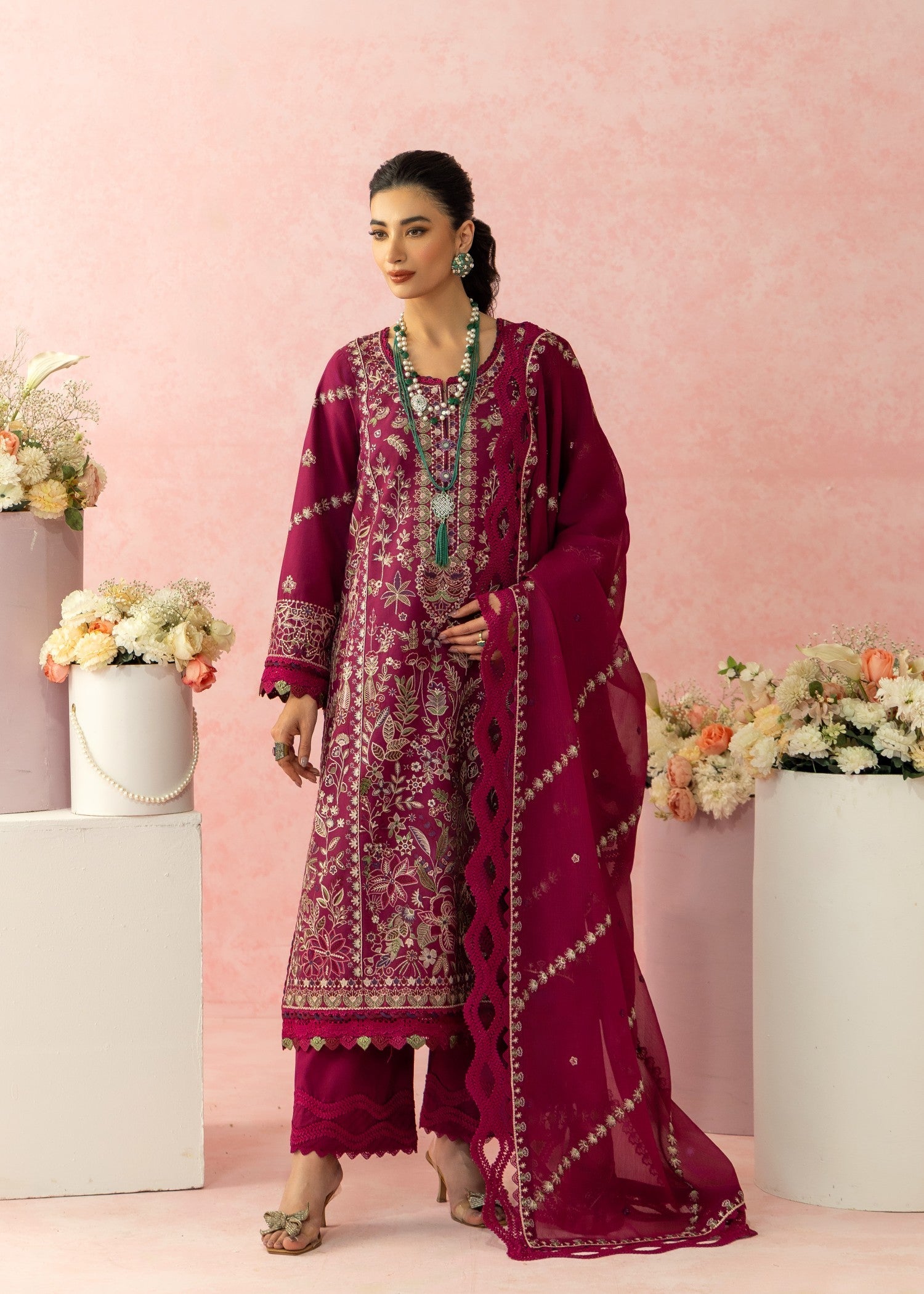 AJULW-02-3 - Embroidered Lawn Stitched Pcs