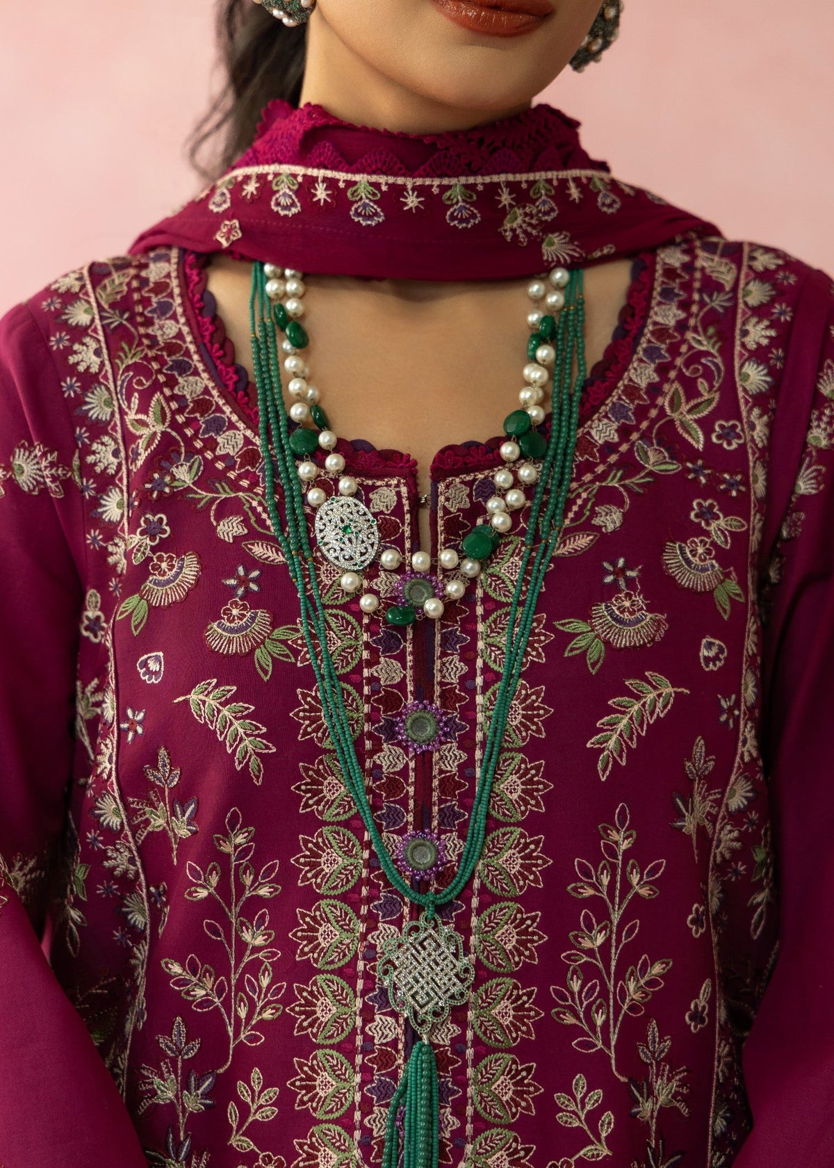 AJULW-02-3 - Embroidered Lawn Stitched Pcs