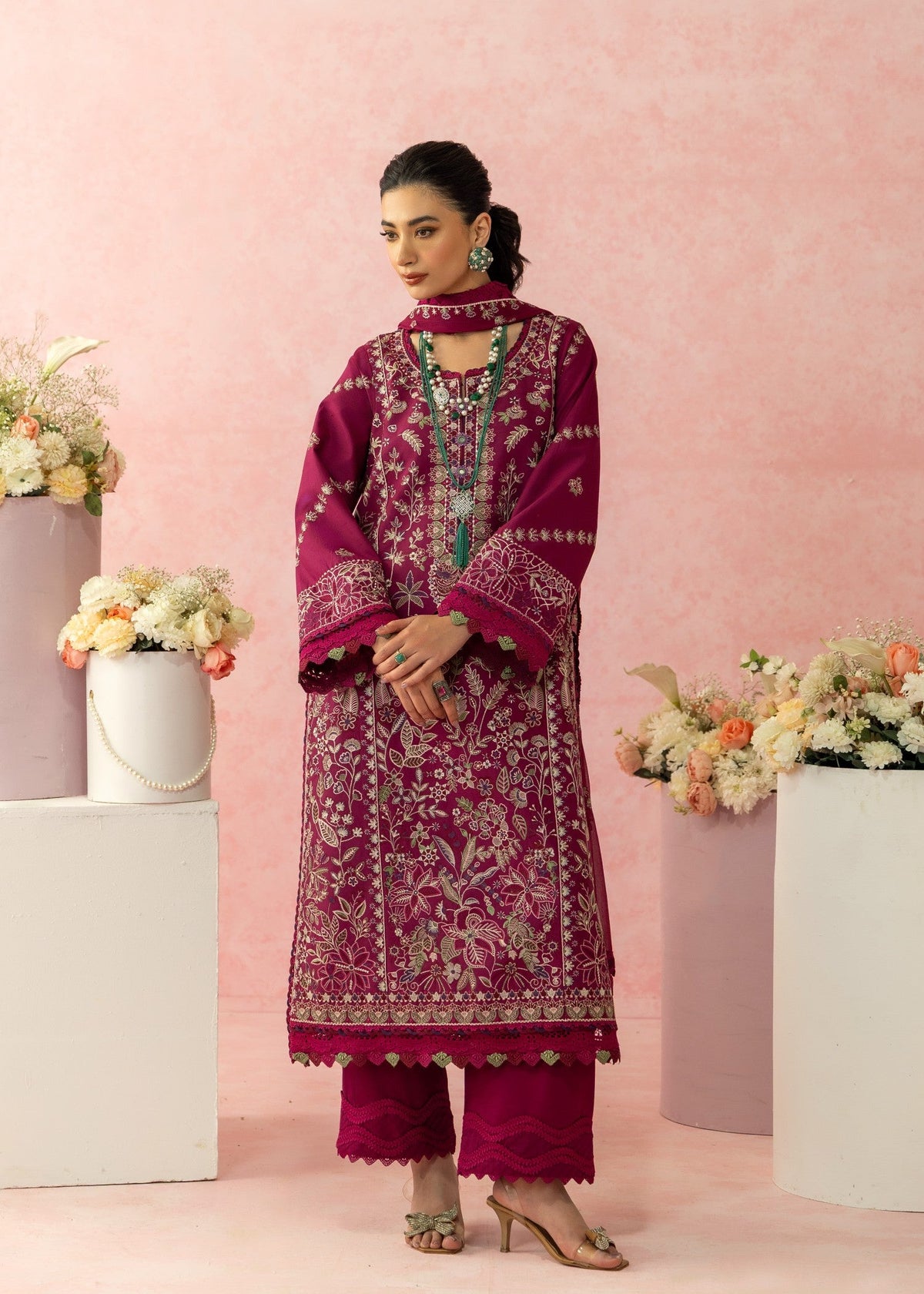 AJULW-02-3 - Embroidered Lawn Stitched Pcs
