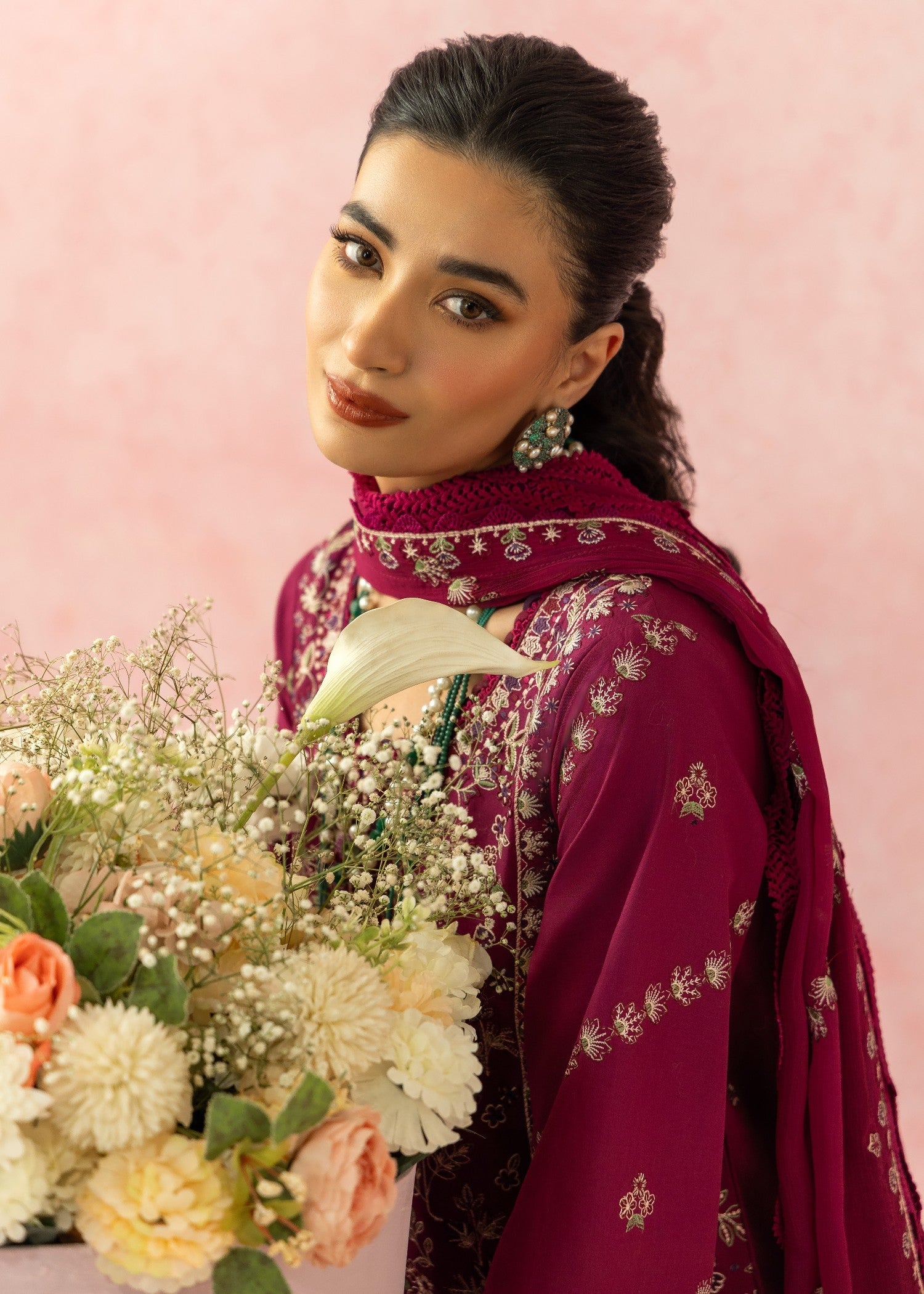 AJULW-02-3 - Embroidered Lawn Stitched Pcs