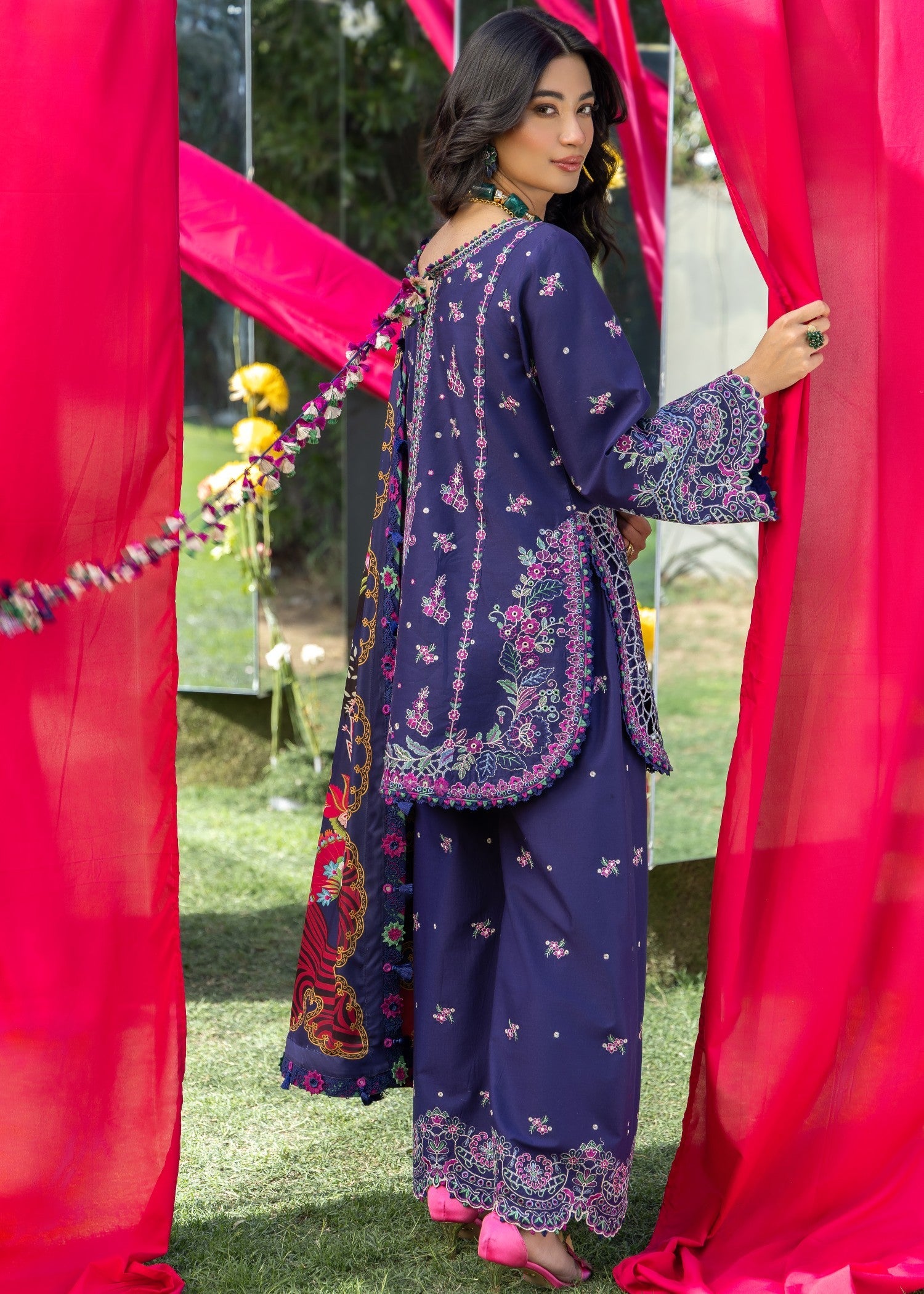 AJULW-03-3 - Embroidered Lawn Stitched Pcs