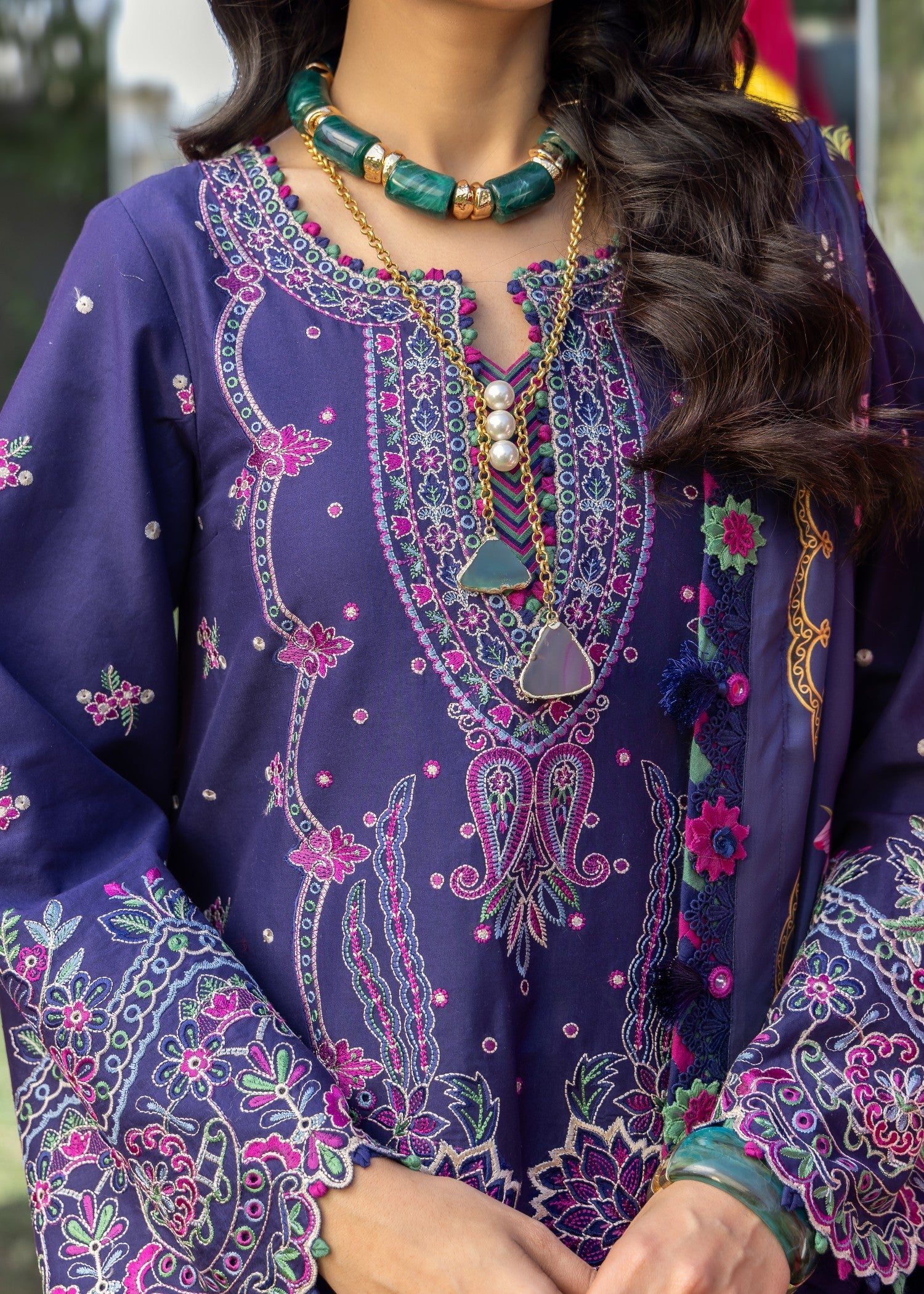 AJULW-03-3 - Embroidered Lawn Stitched Pcs