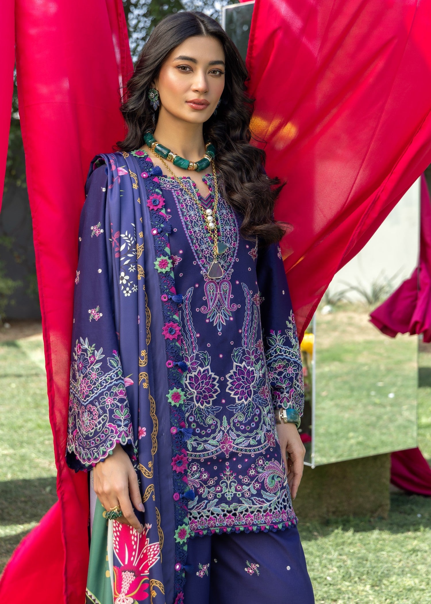 AJULW-03-3 - Embroidered Lawn Stitched Pcs