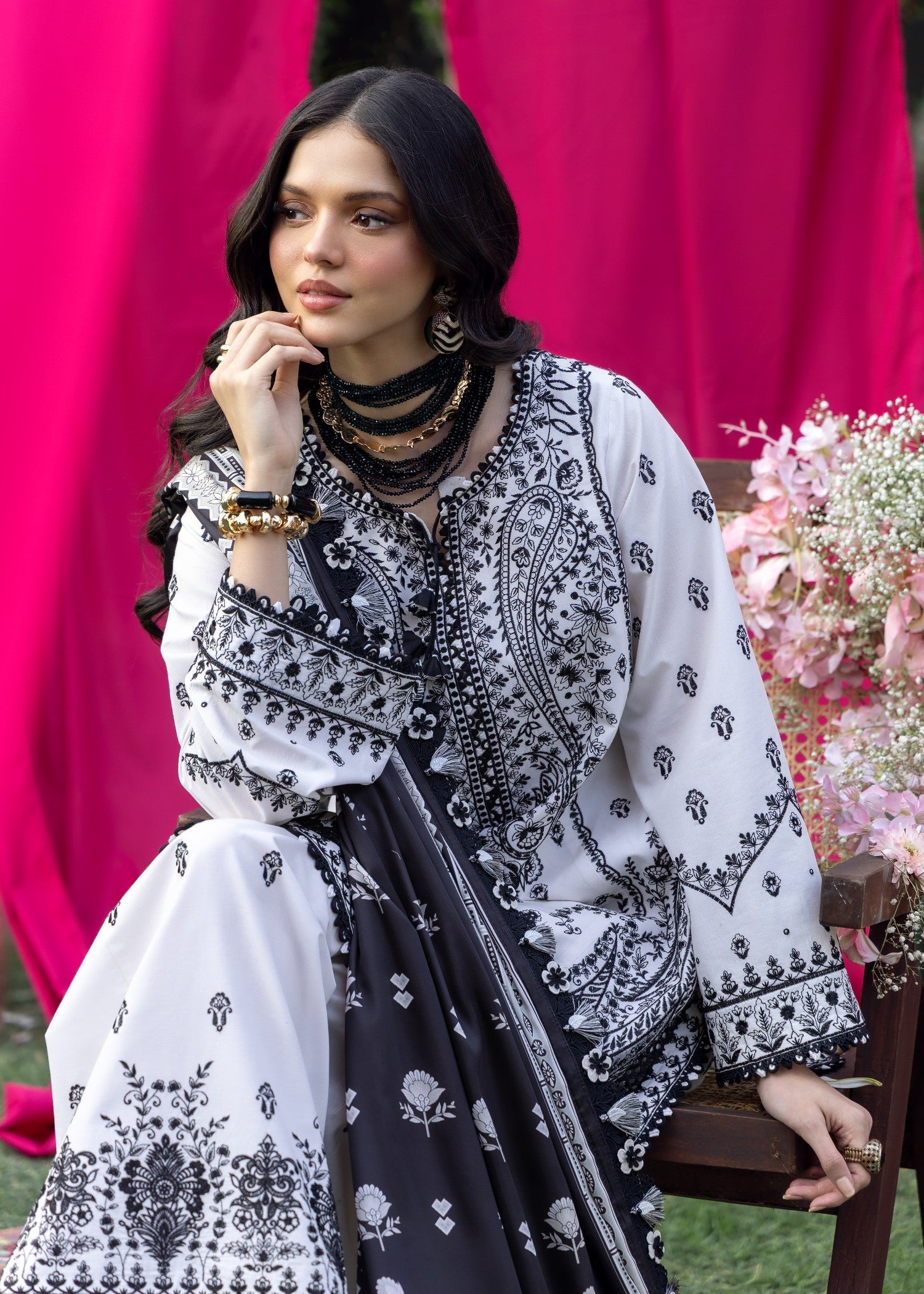 AJULW-04-3 - Embroidered Lawn Stitched Pcs