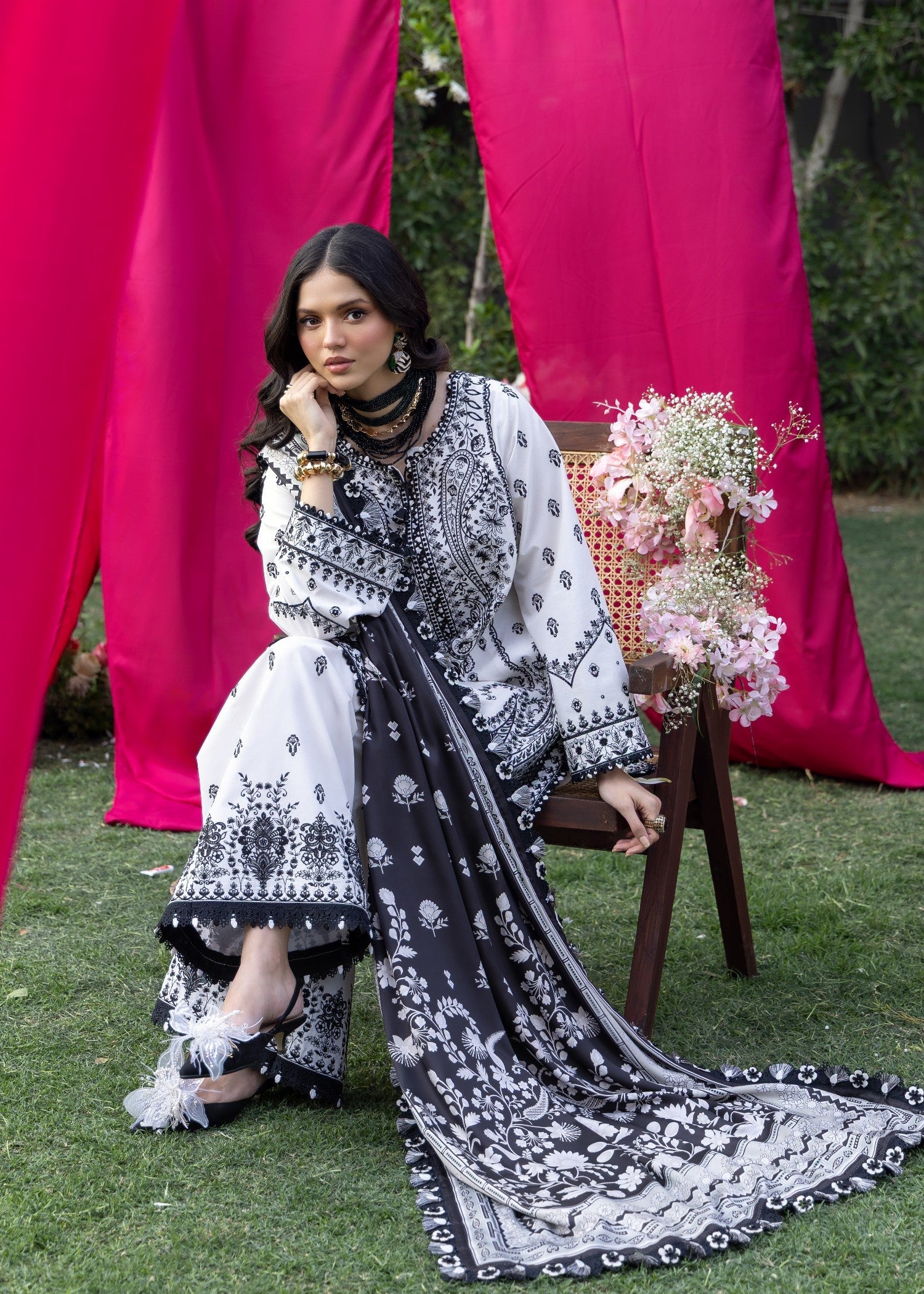 AJULW-04-3 - Embroidered Lawn Stitched Pcs