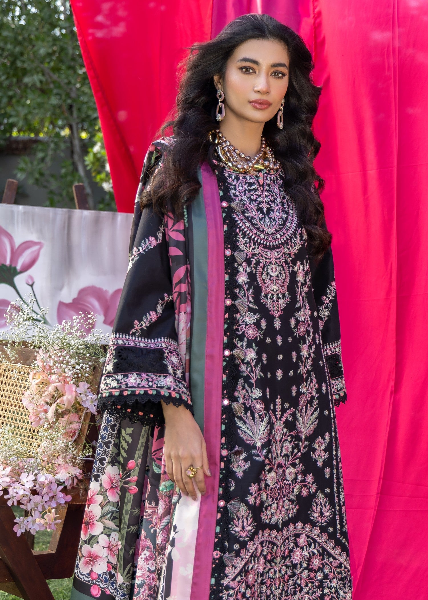 AJULW-05-3 - Embroidered Lawn Stitched Pcs