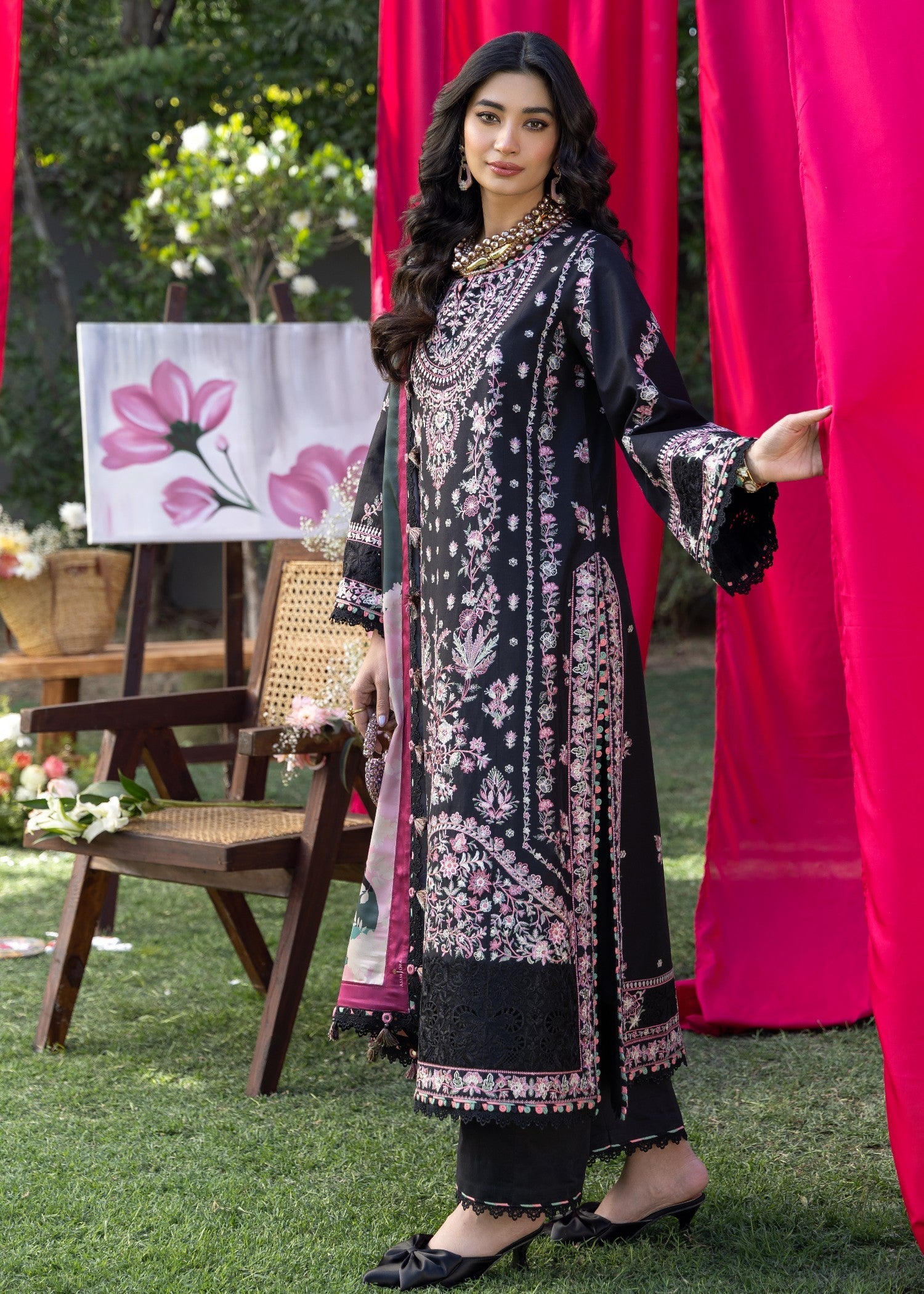AJULW-05-3 - Embroidered Lawn Stitched Pcs