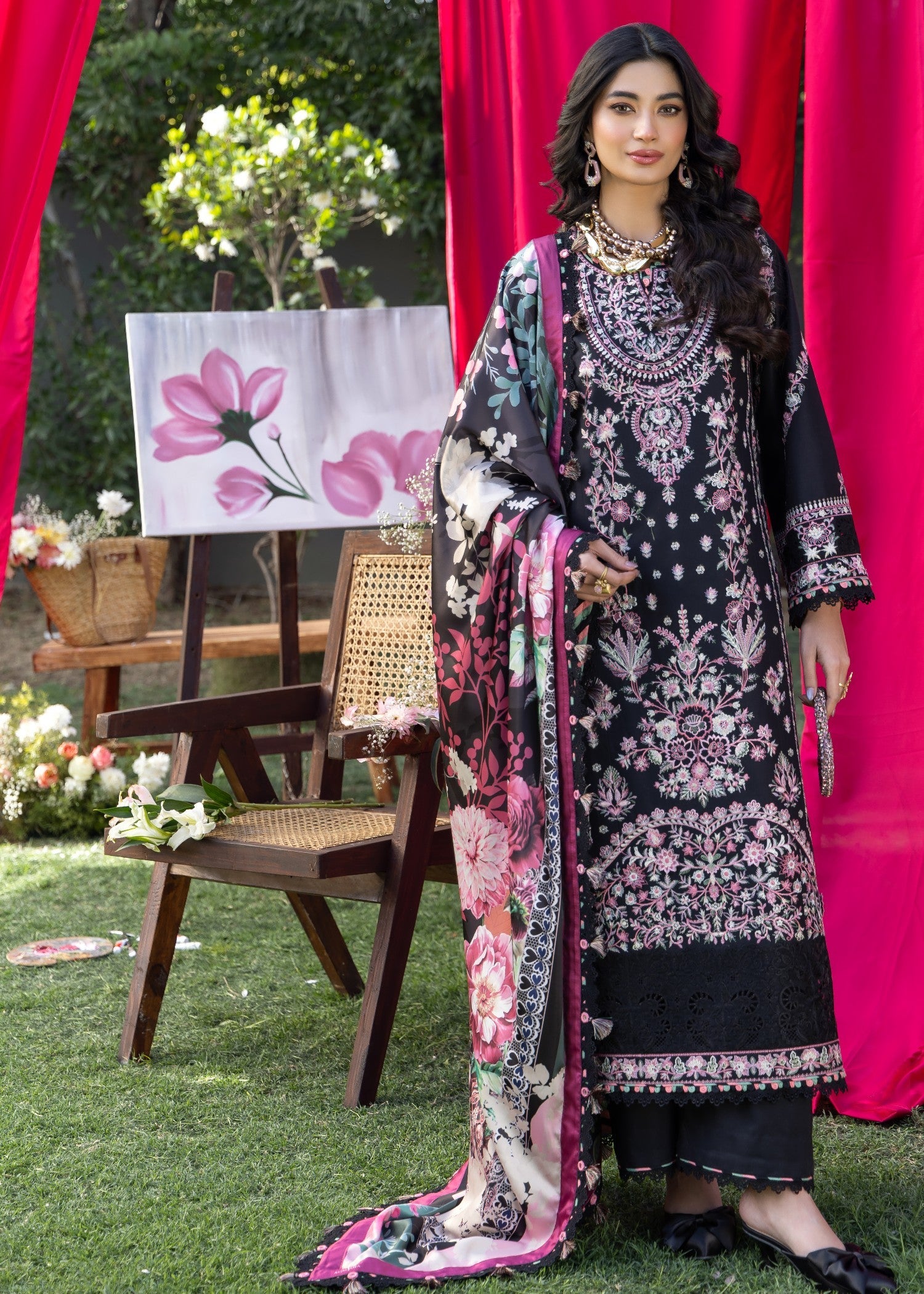 AJULW-05-3 - Embroidered Lawn Stitched Pcs