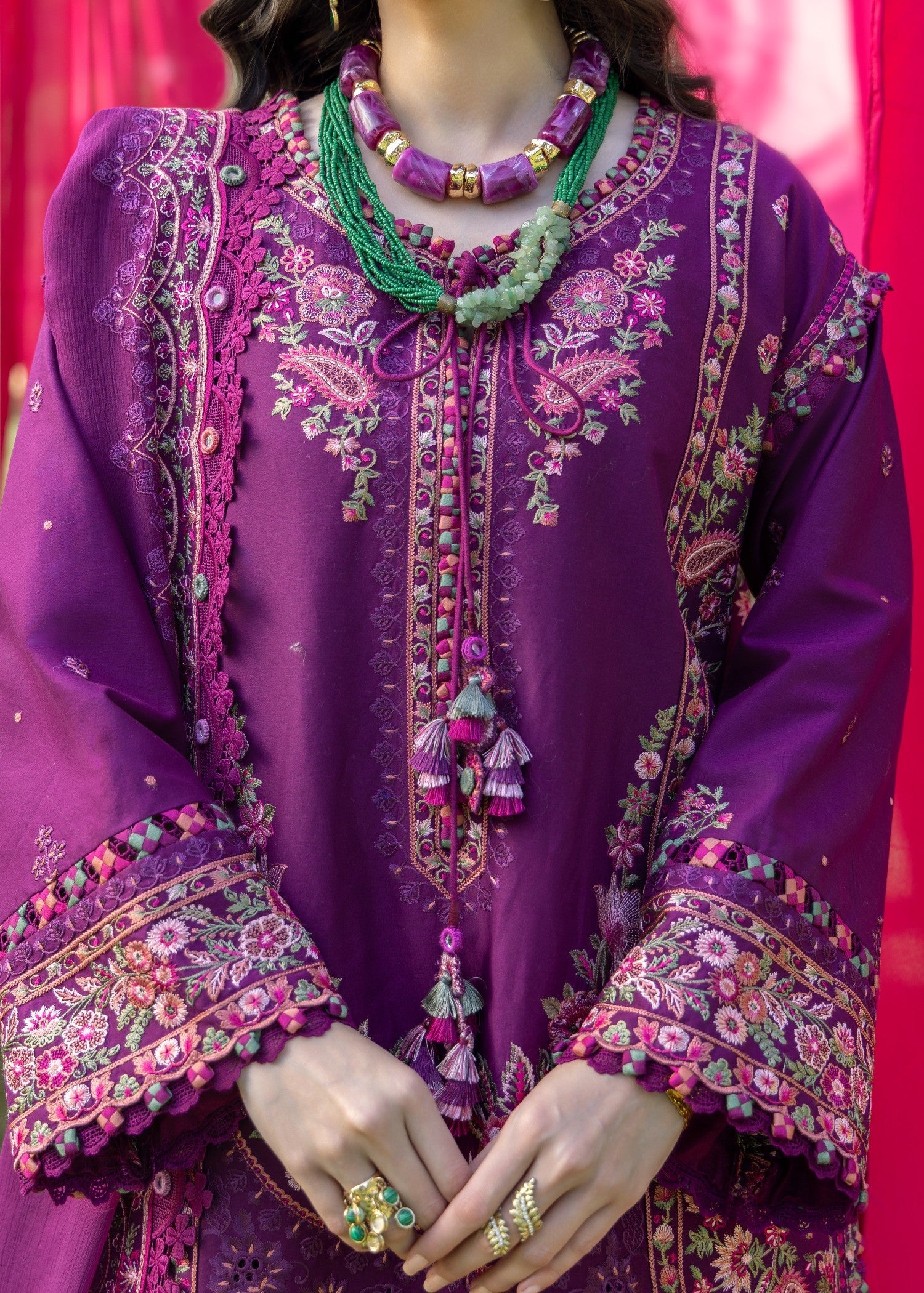 AJULW-07-3 - Embroidered Lawn Stitched Pcs