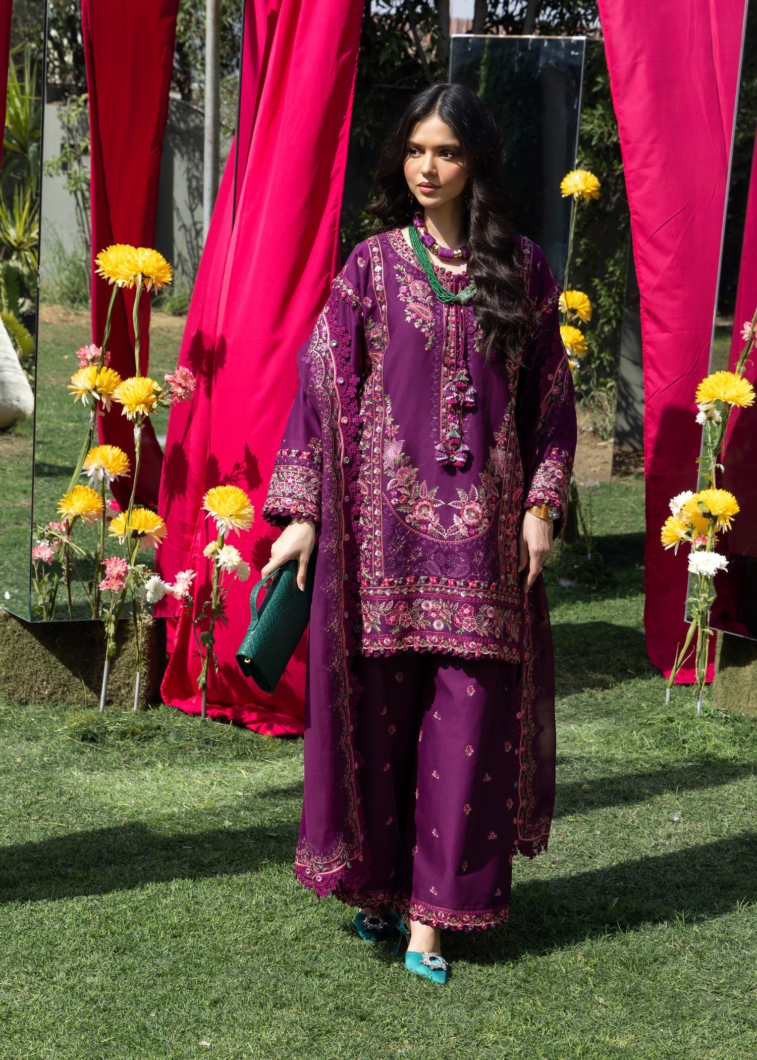 AJULW-07-3 - Embroidered Lawn Stitched Pcs