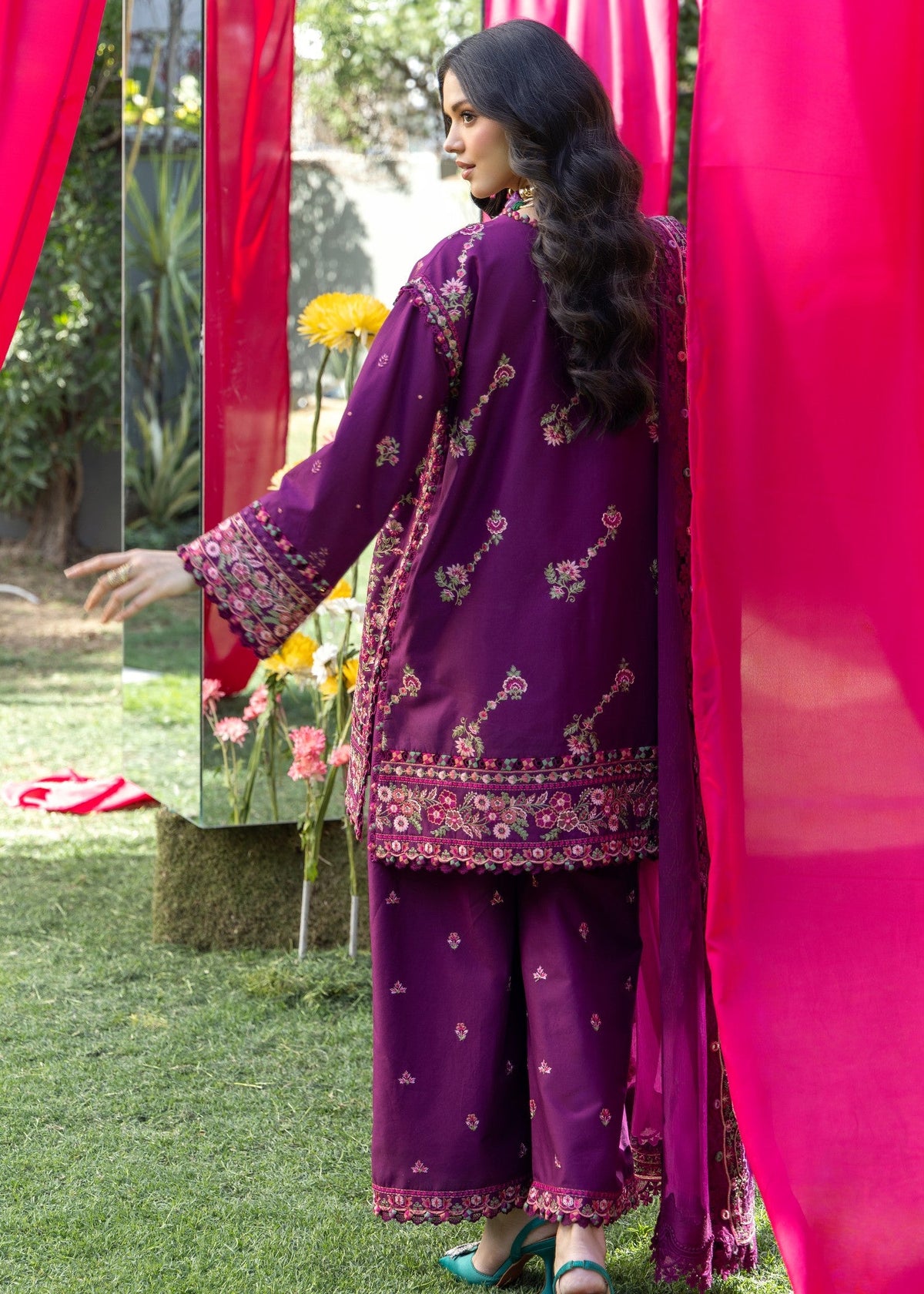AJULW-07-3 - Embroidered Lawn Stitched Pcs