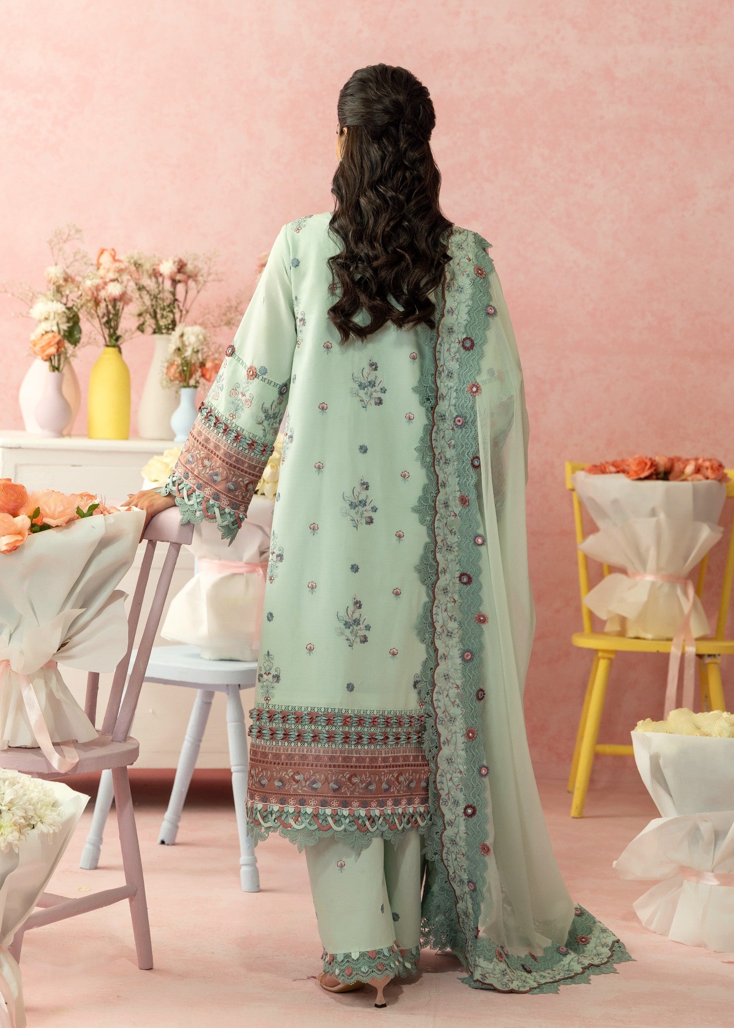 AJULW-08-3 - Embroidered Lawn Stitched Pcs