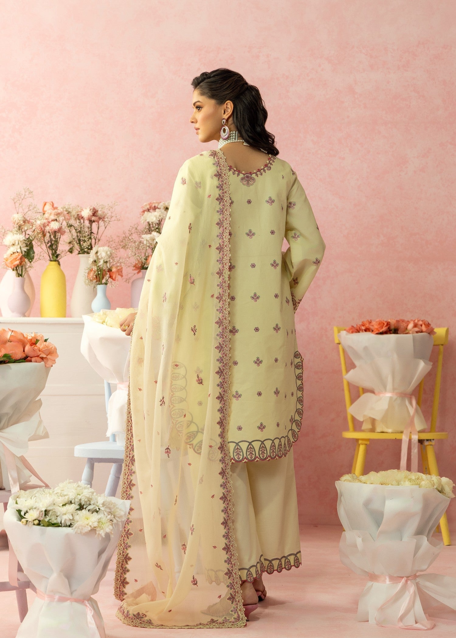 AJULW-09-3 - Embroidered Lawn Stitched Pcs