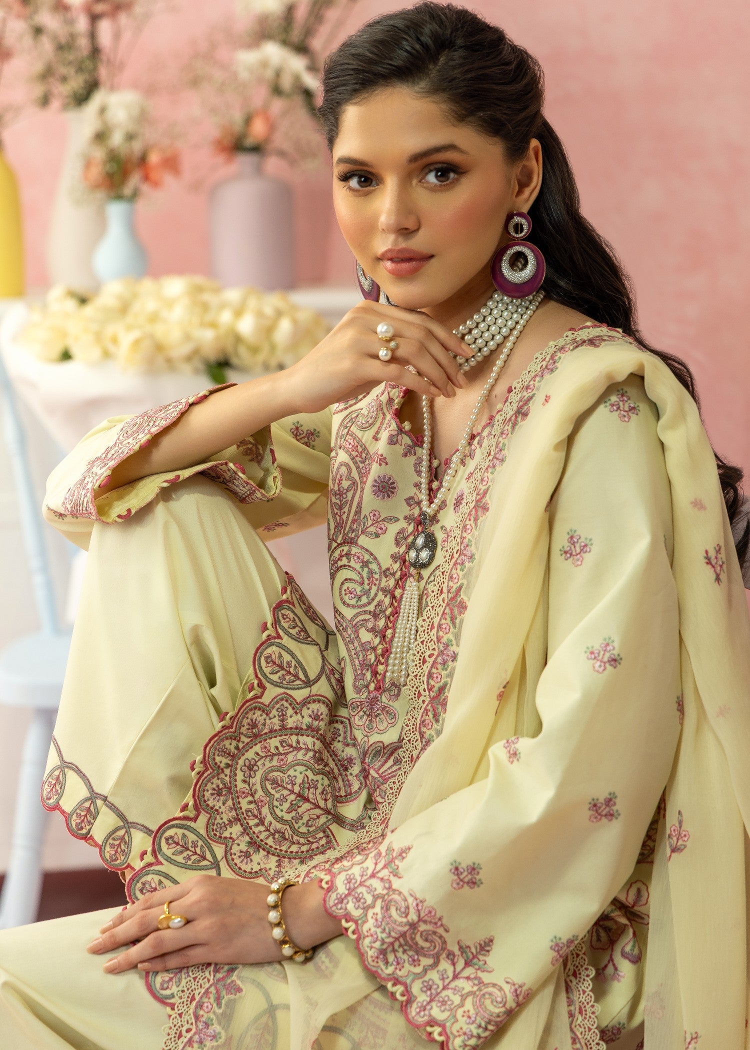 AJULW-09-3 - Embroidered Lawn Stitched Pcs