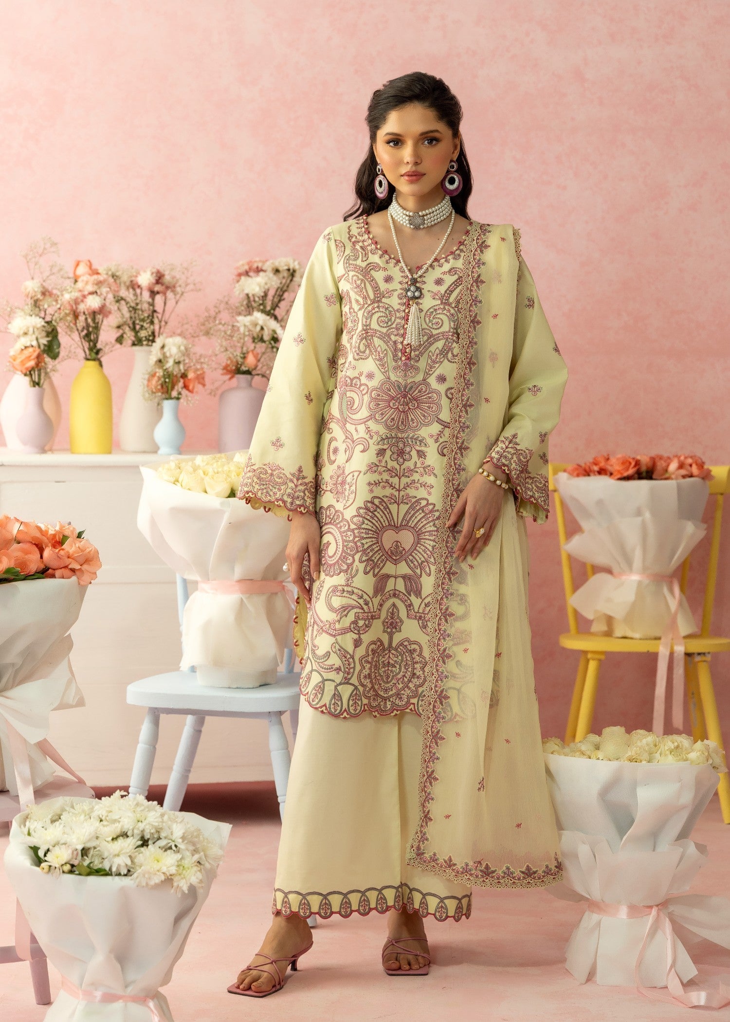 AJULW-09-3 - Embroidered Lawn Stitched Pcs