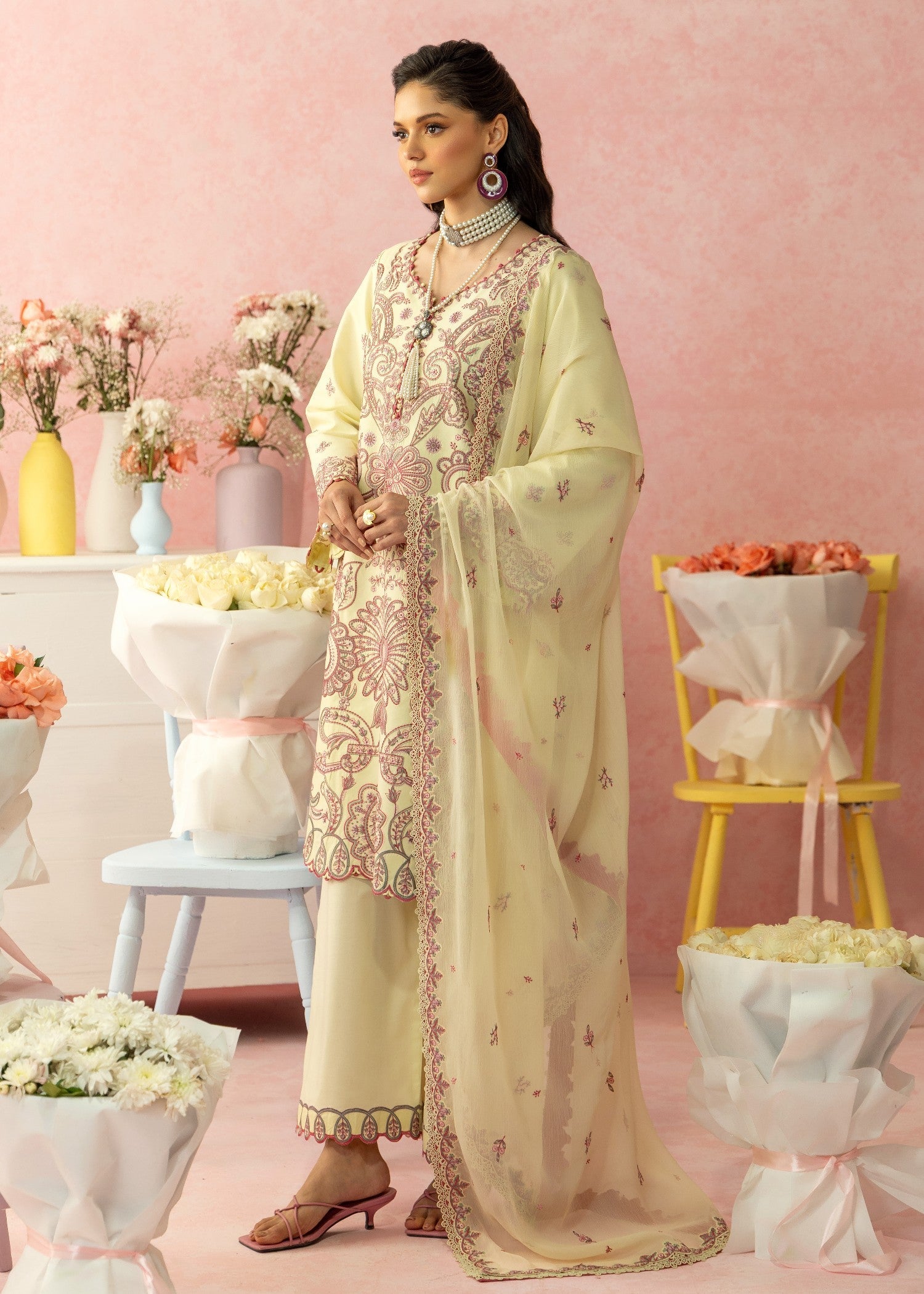 AJULW-09-3 - Embroidered Lawn Stitched Pcs