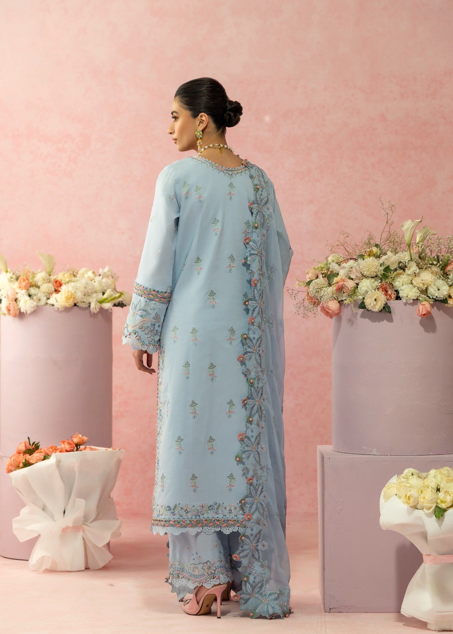 AJULW-10-3 - Embroidered Lawn Stitched Pcs