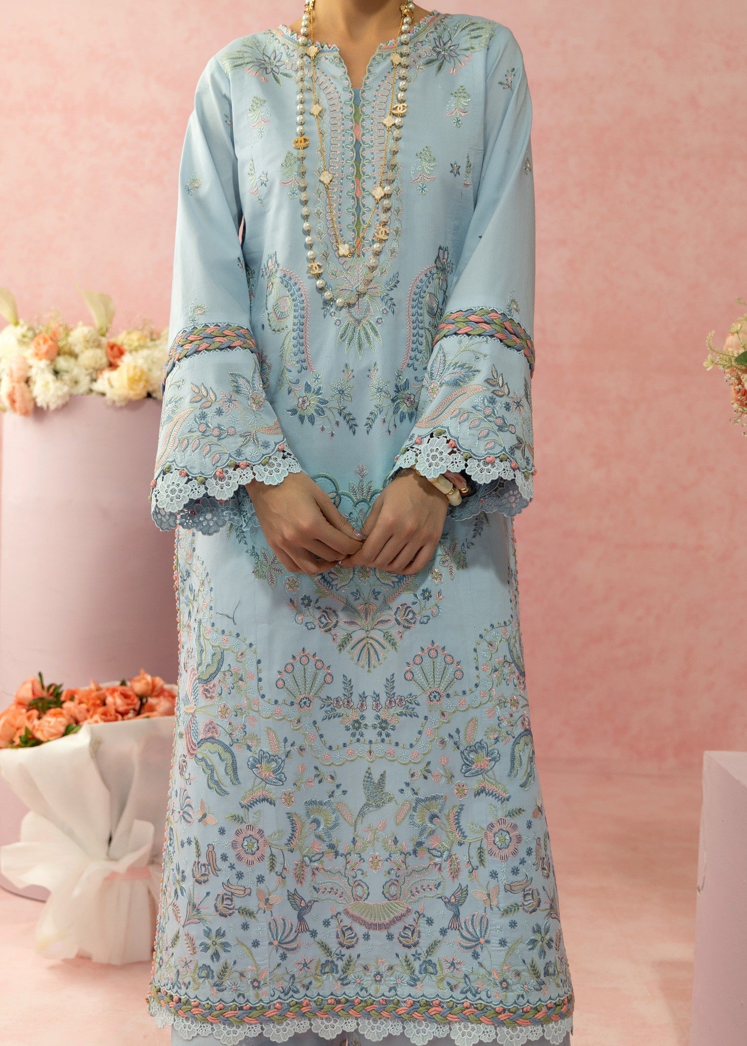 AJULW-10-3 - Embroidered Lawn Stitched Pcs