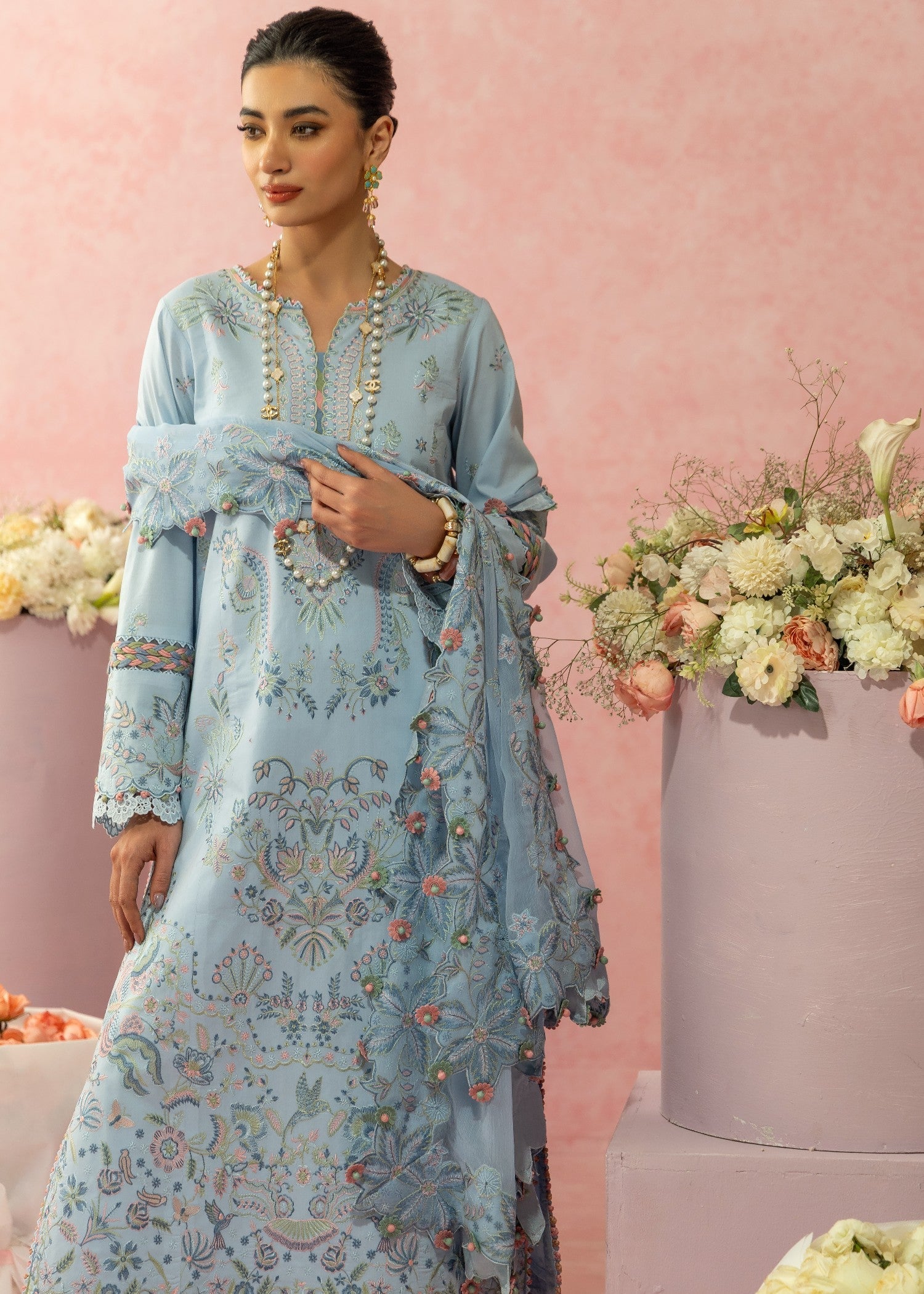 AJULW-10-3 - Embroidered Lawn Stitched Pcs