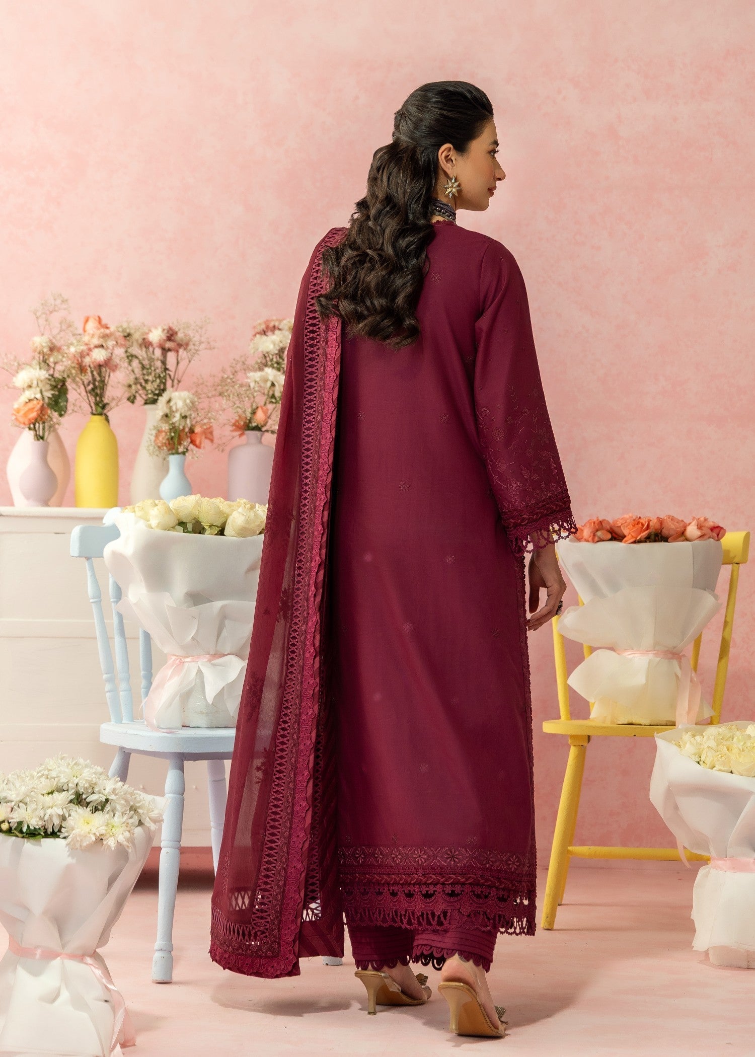 AJULW-12-3 - Embroidered Lawn Stitched Pcs