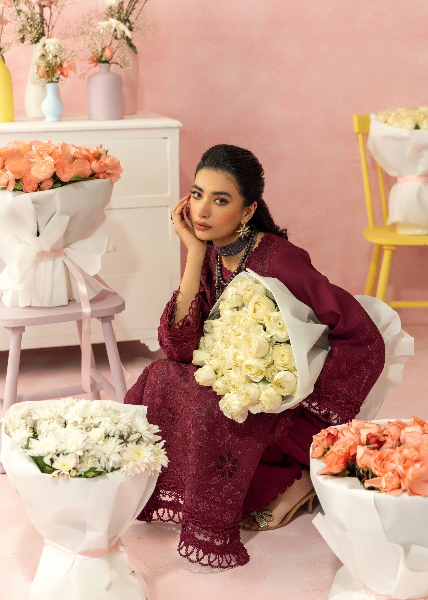 AJULW-12-3 - Embroidered Lawn Stitched Pcs