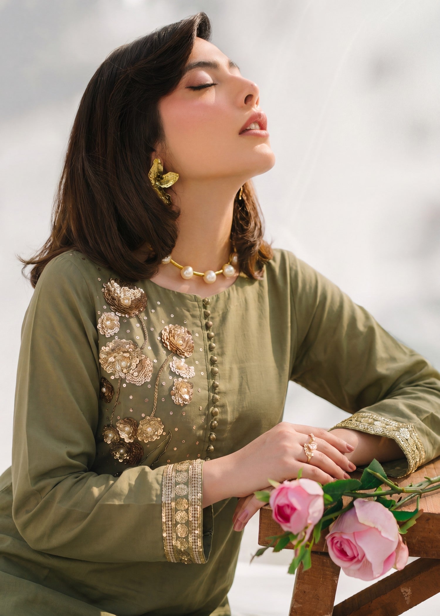 Lawn Kurta Set in Sage green