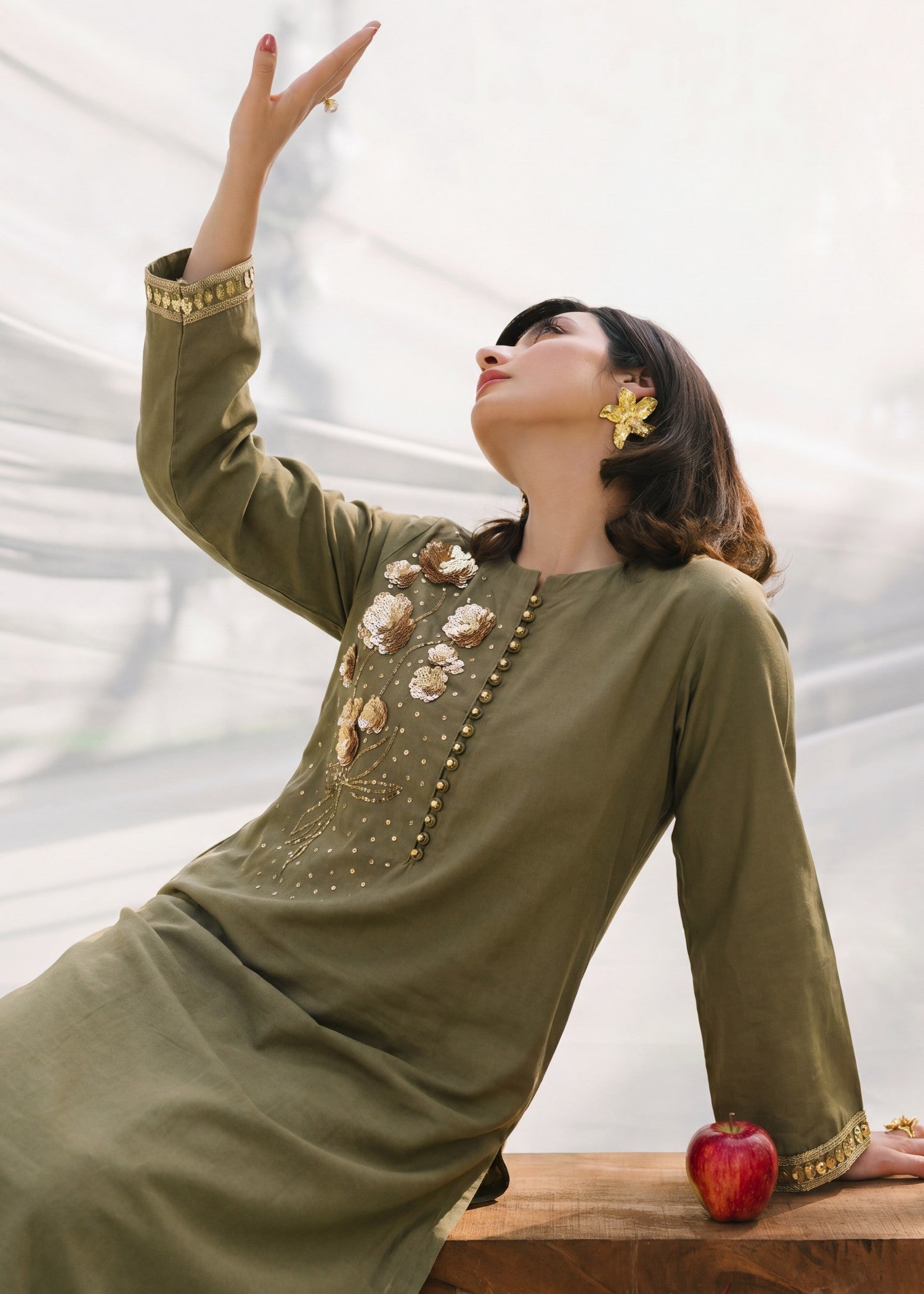 Lawn Kurta Set in Sage green