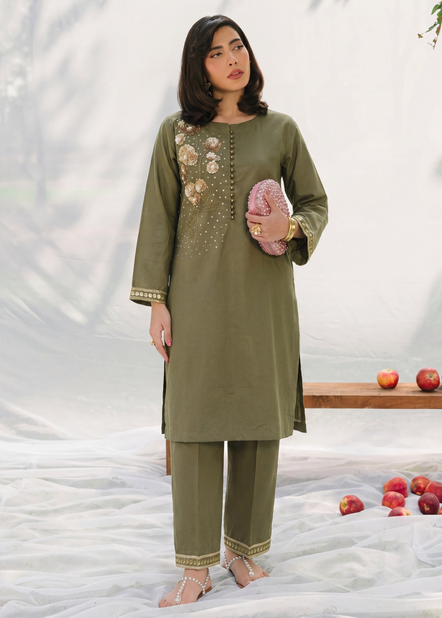 Lawn Kurta Set in Sage green