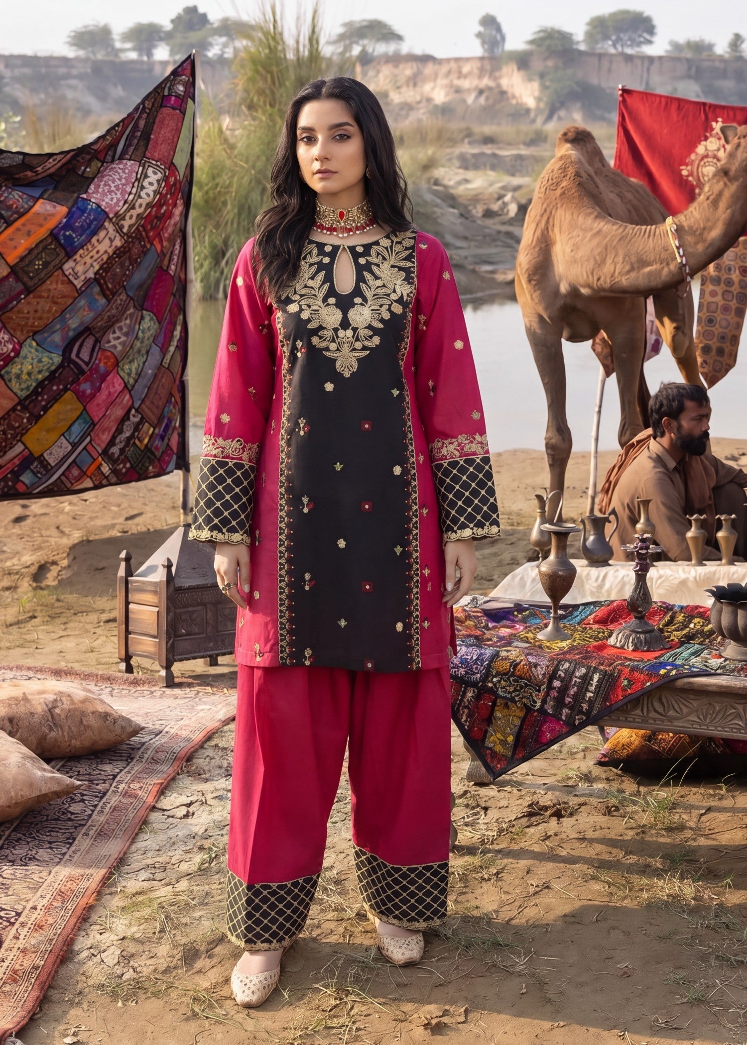 Lawn Kurta Set in Multi