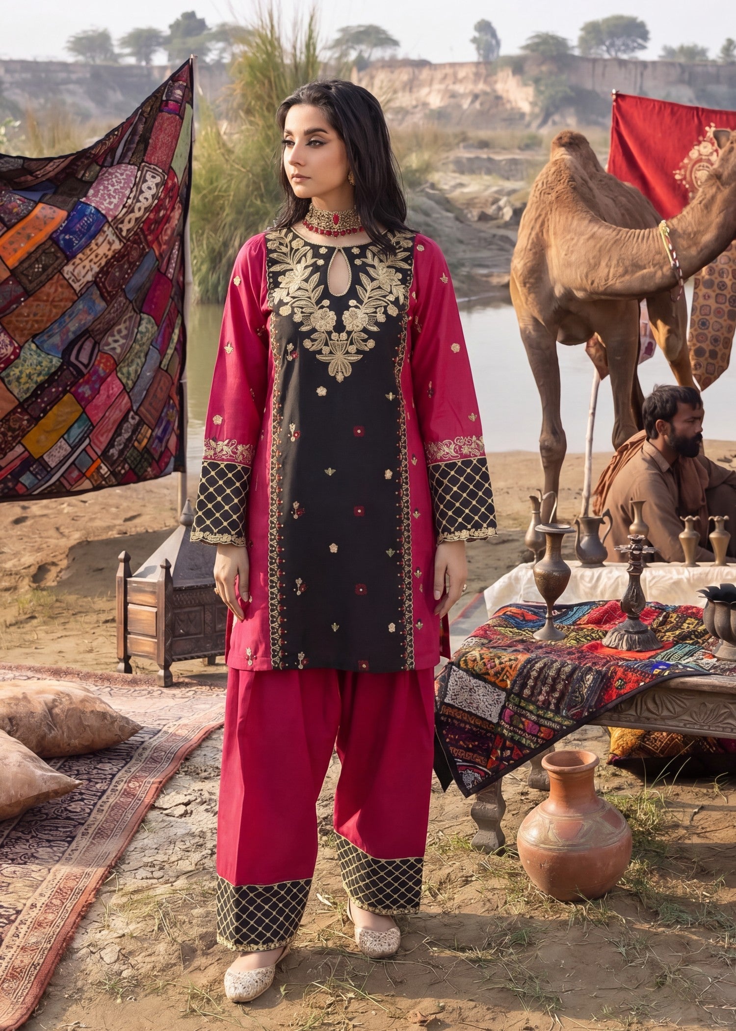Lawn Kurta Set in Multi
