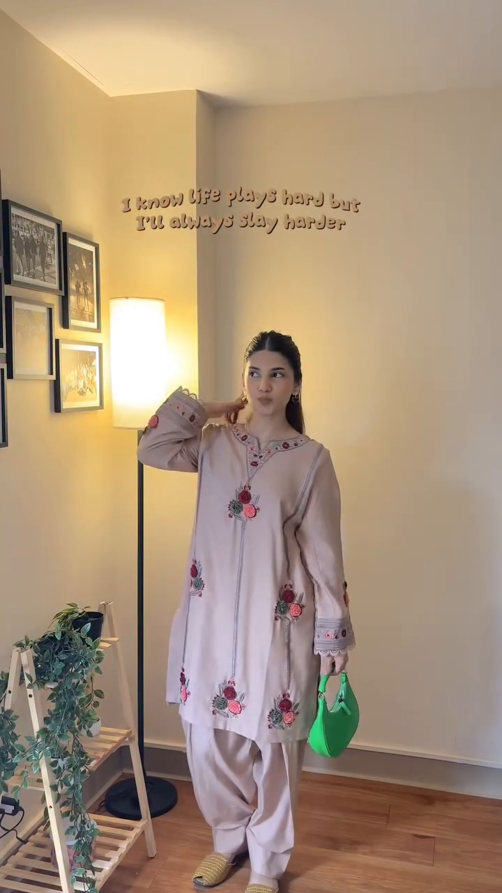 Lawn Kurta Set in Beige