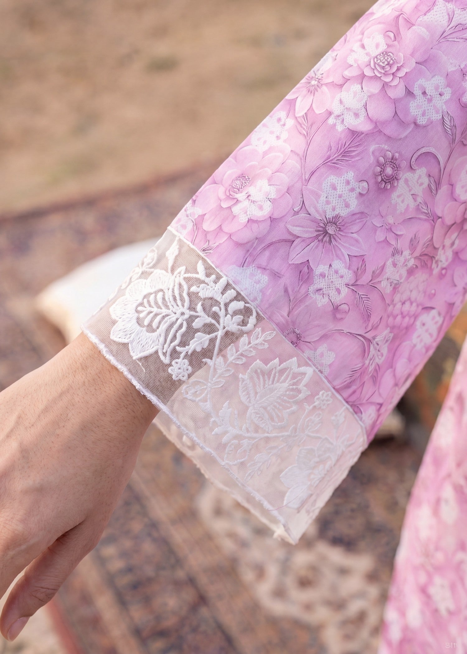 Cotton jacquard Kurta Set in Pastel pink