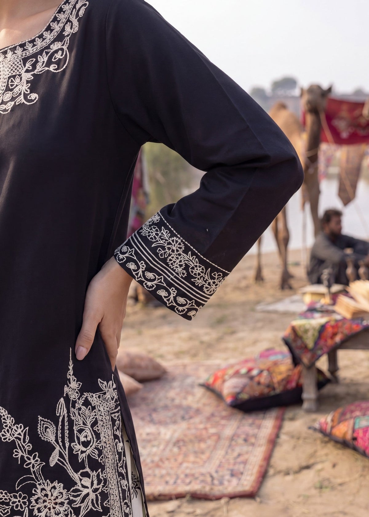 Lawn Kurta Set in Black